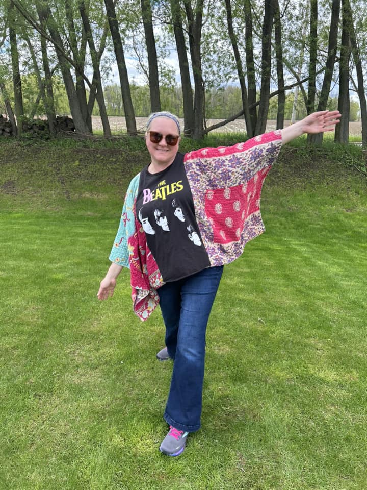 Ally Pride upcycled kantha poncho unisex