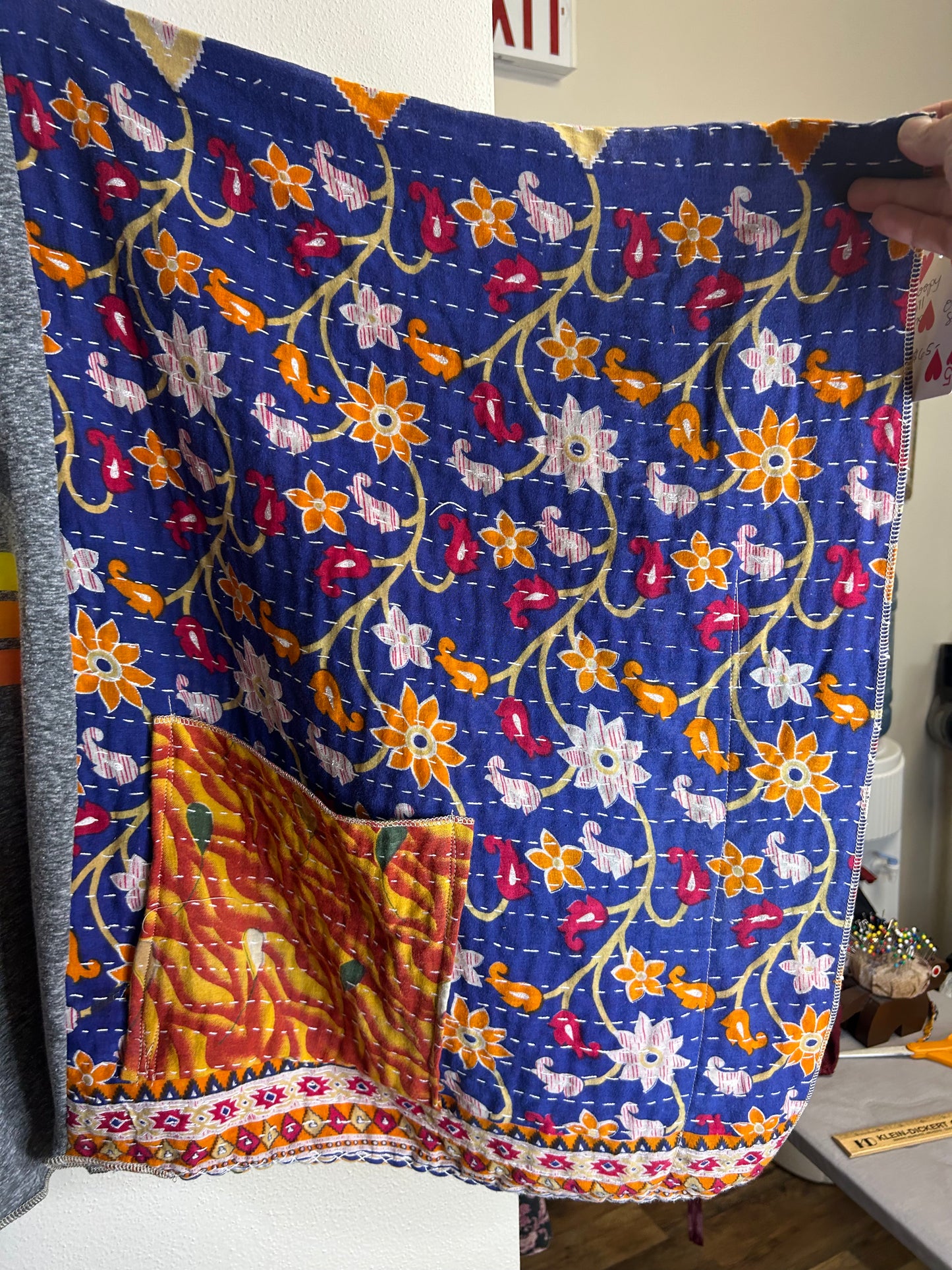 Chill Snoopy upcycled kantha poncho