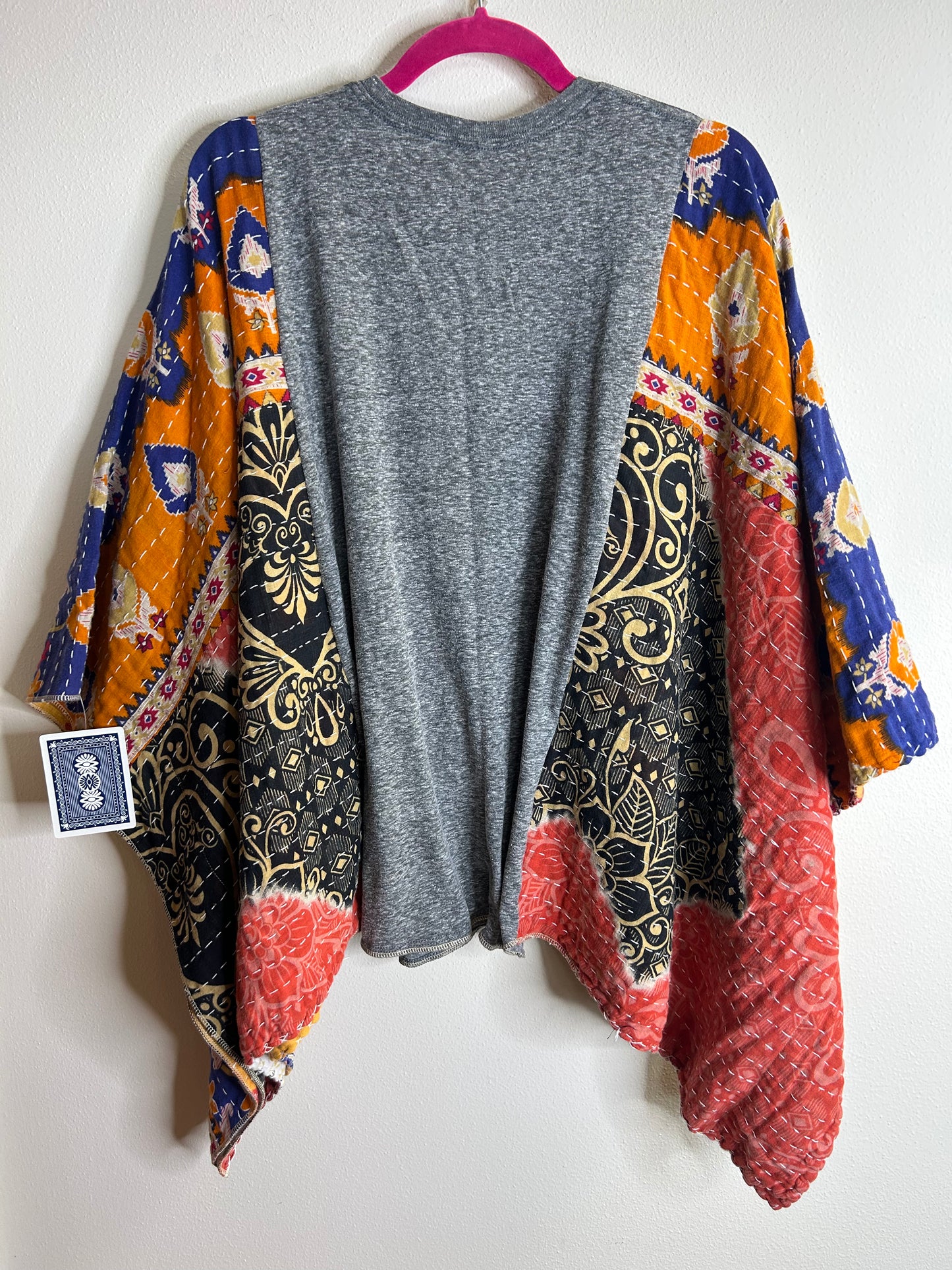 Chill Snoopy upcycled kantha poncho