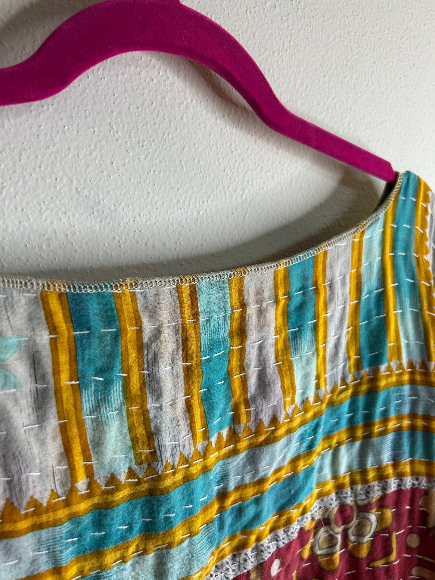 Green reversible kantha blouse