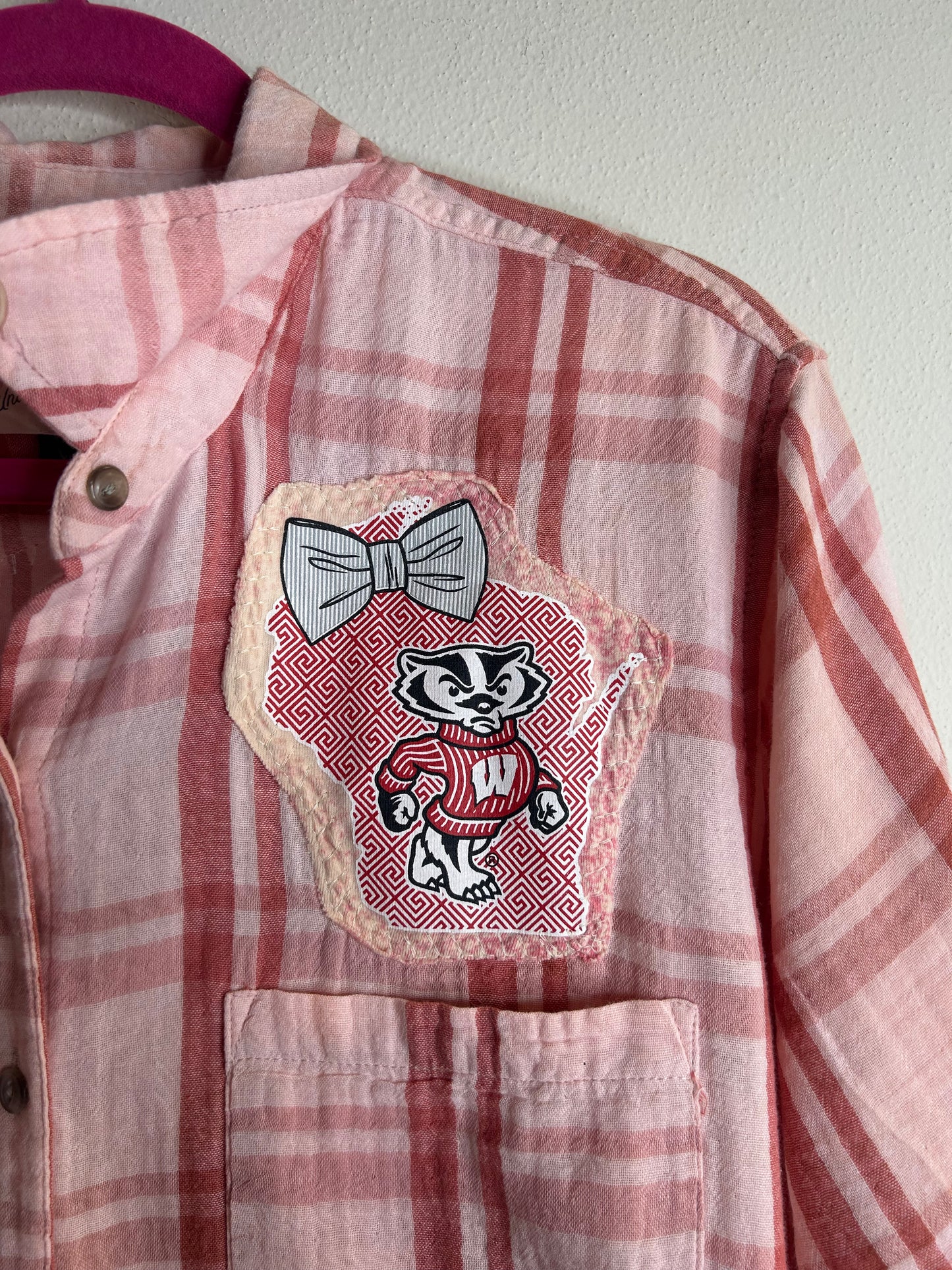 Wisconsin Badgers upcycled flannel shirt womens XL