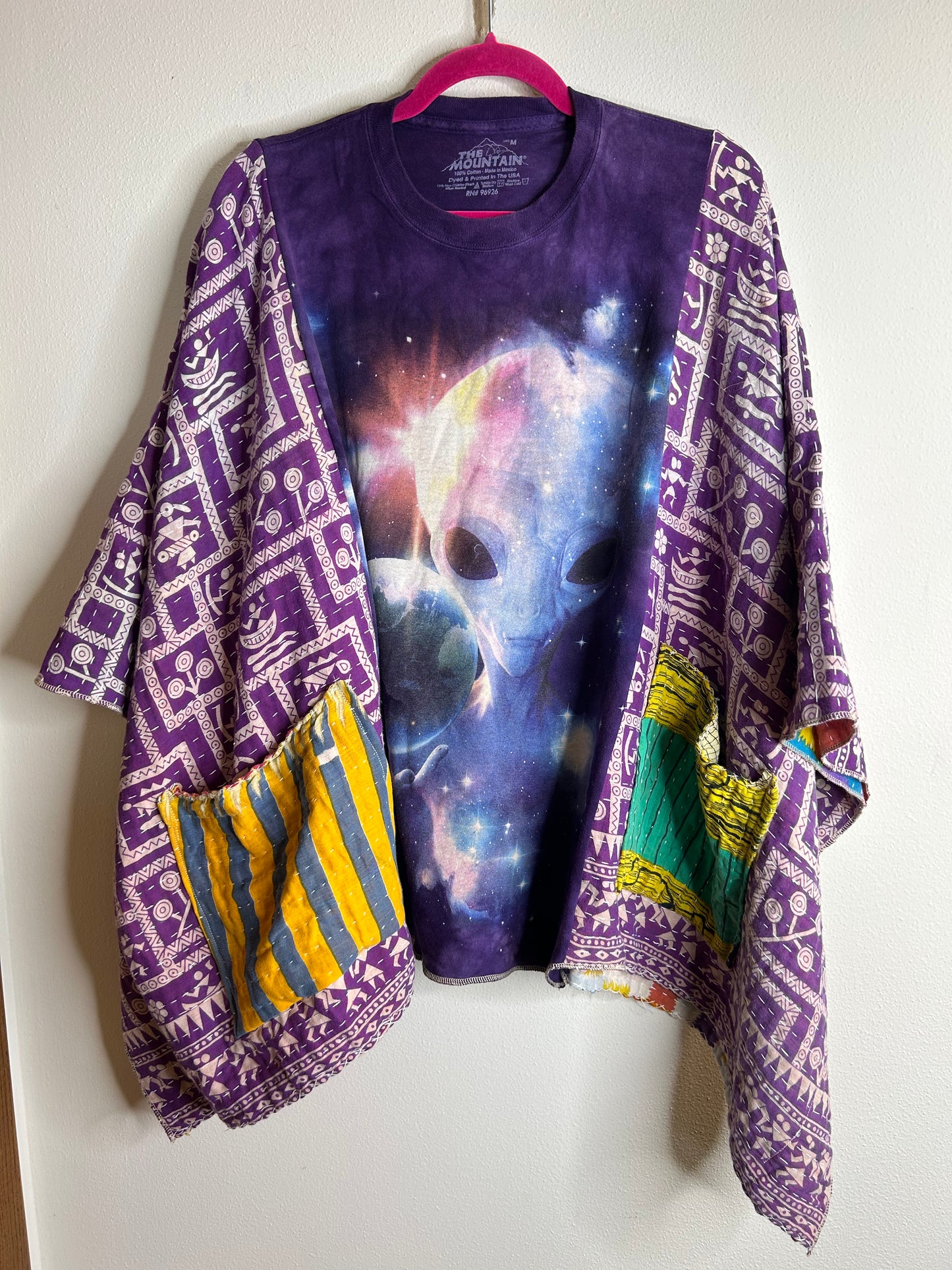 Extra Terrestrial upcycled kantha poncho