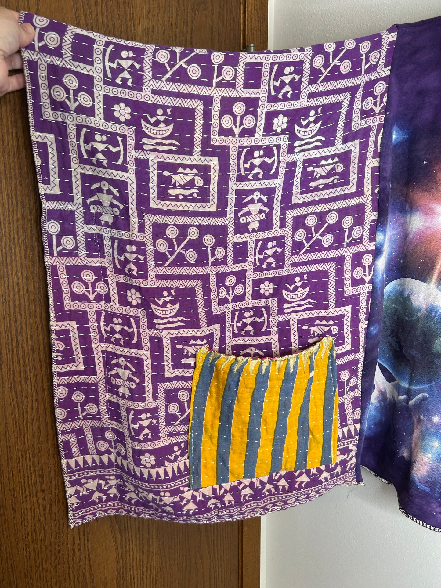 Extra Terrestrial upcycled kantha poncho