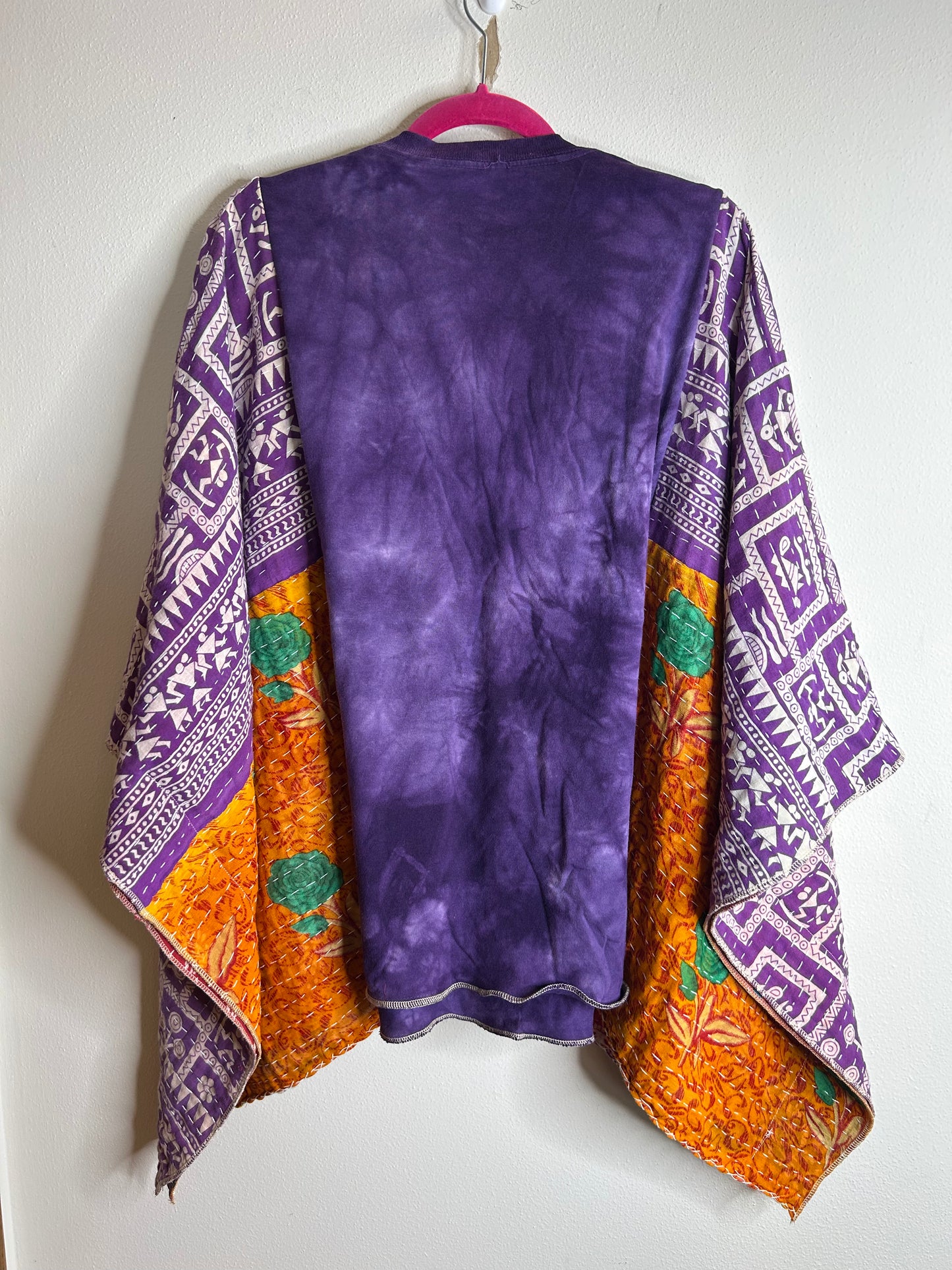 Extra Terrestrial upcycled kantha poncho