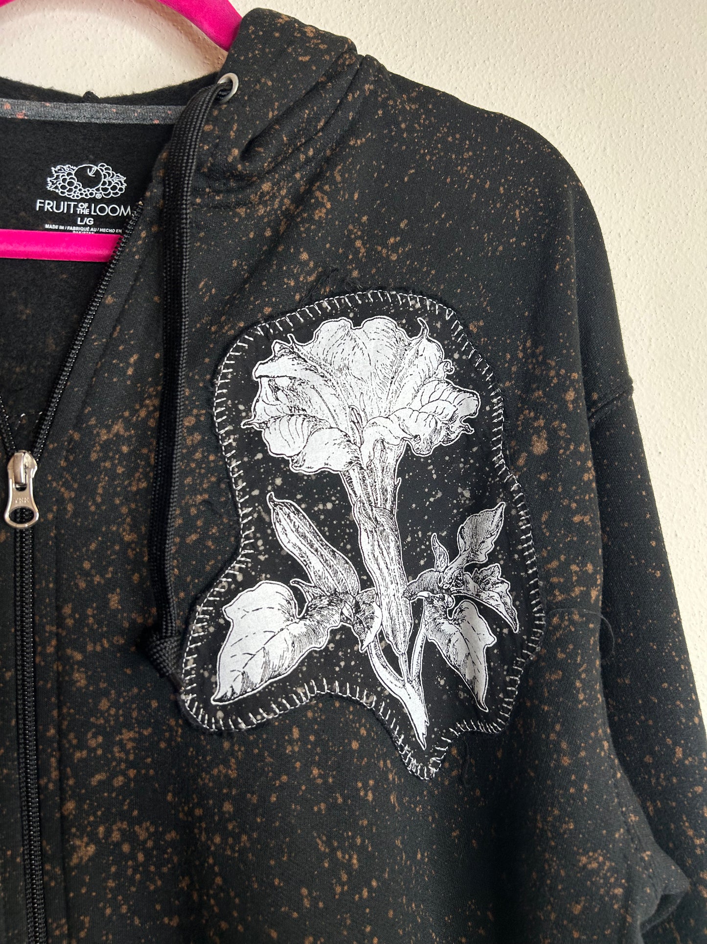 Full Moon upcycled black hoodie L