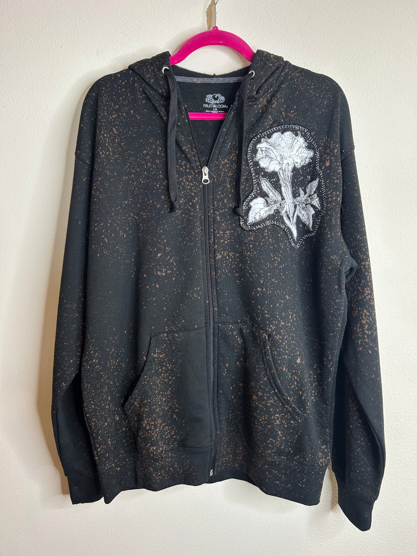 Full Moon upcycled black hoodie L