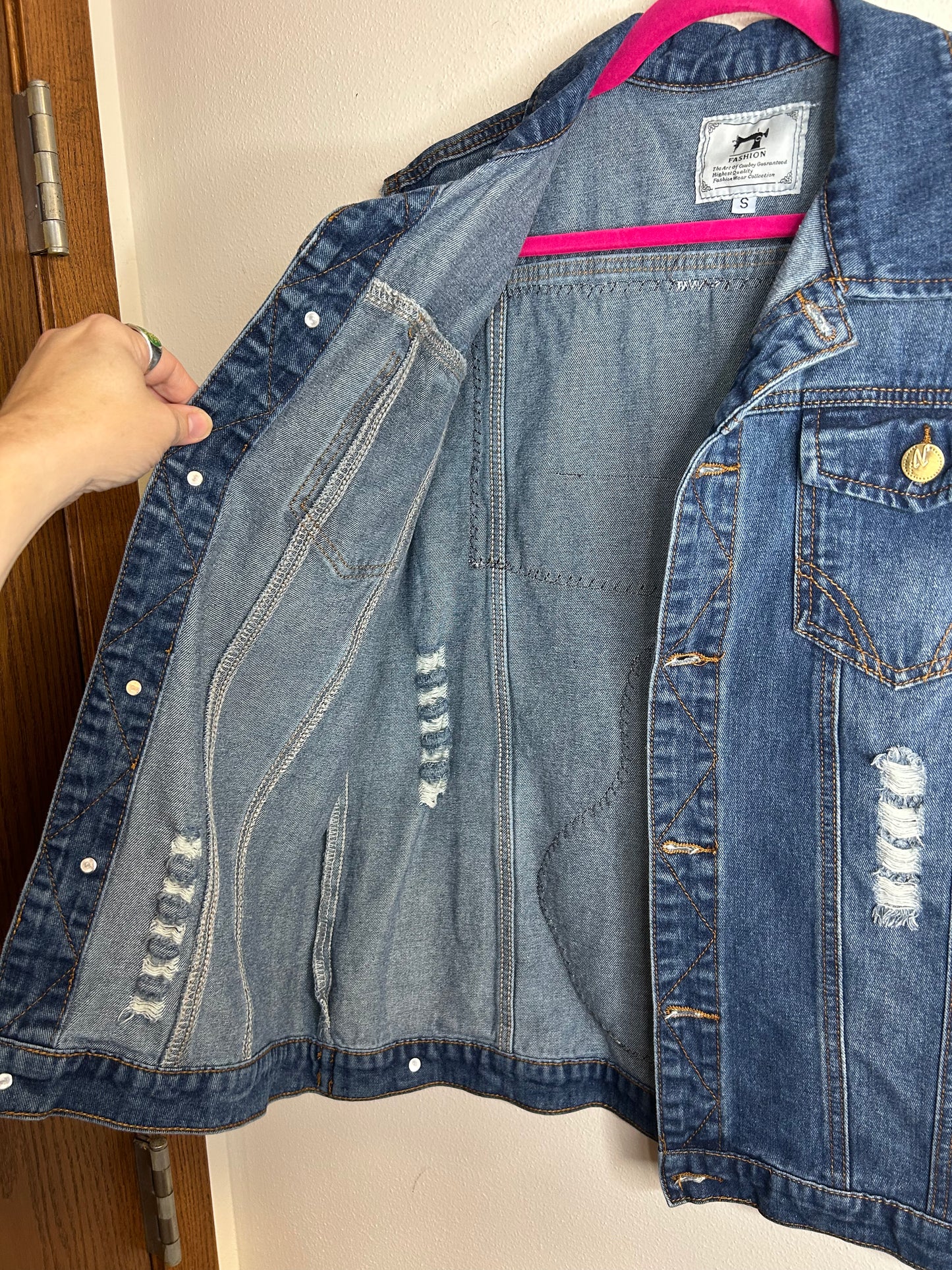 F You upcycled denim vest size S