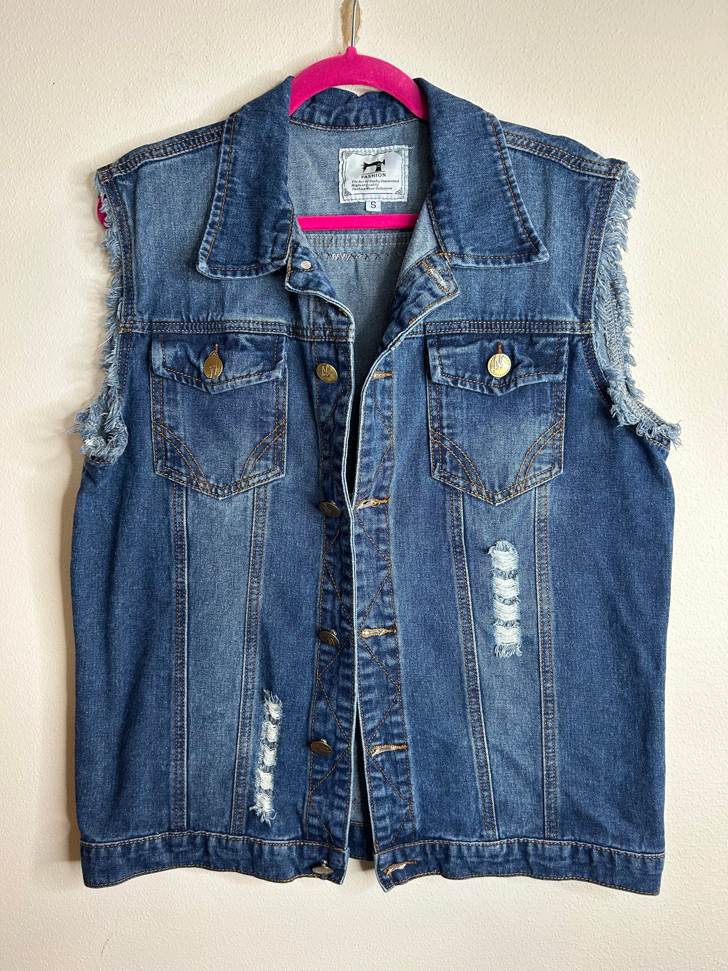 F You upcycled denim vest size S