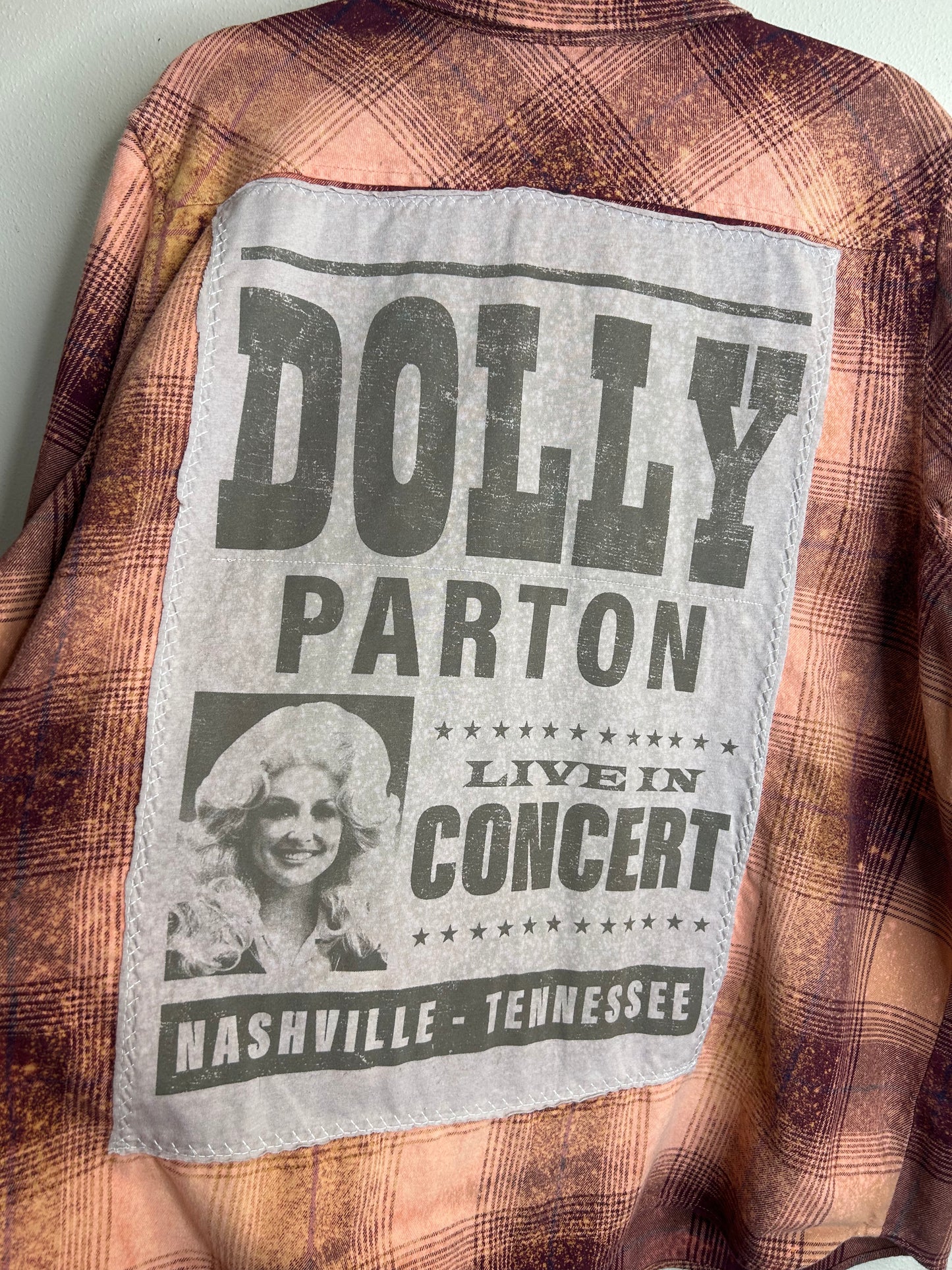 Dolly Parton upcycled flannel shirt womens 1X