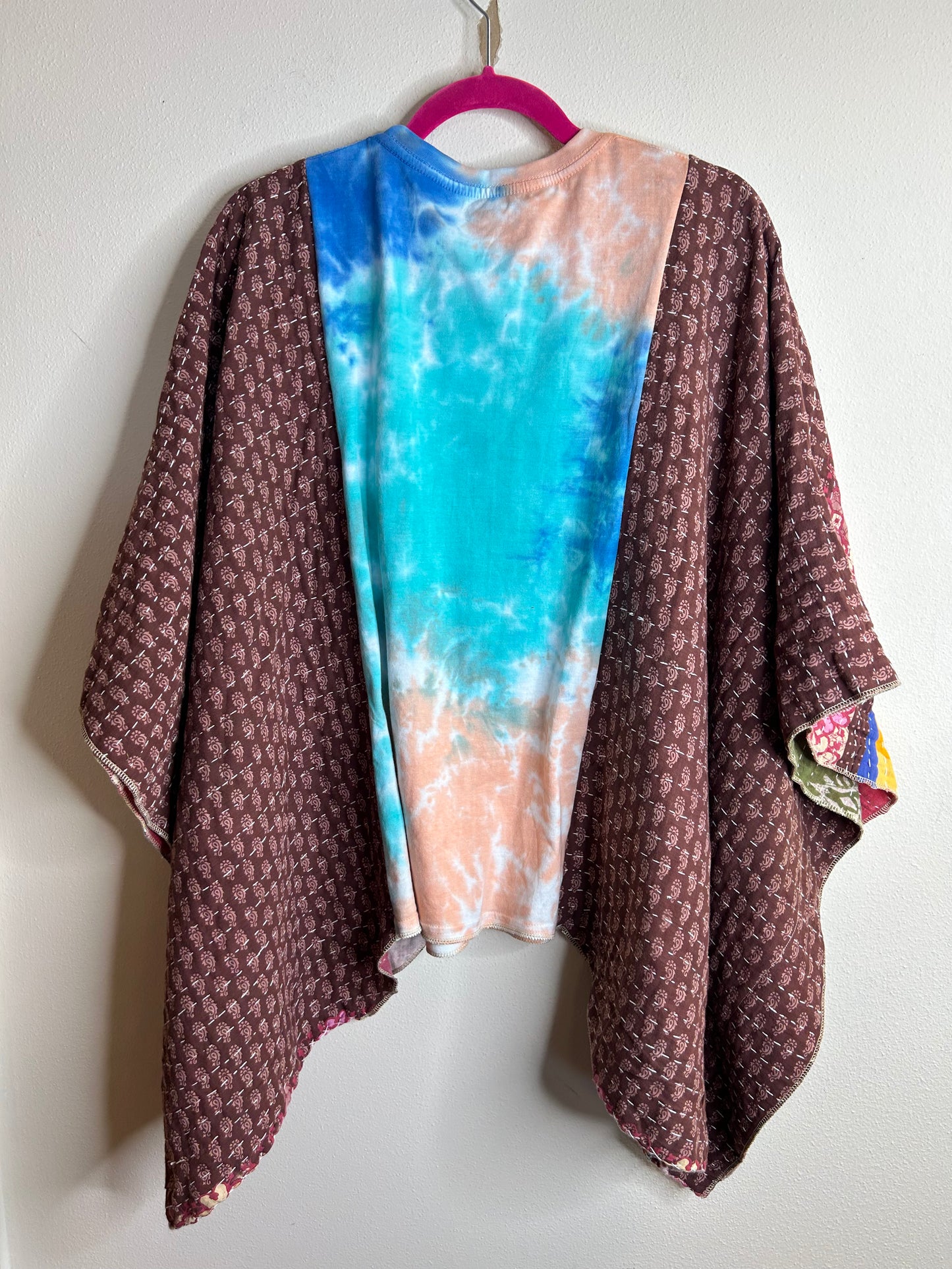 Shroom Life Mushroom upcycled kantha poncho
