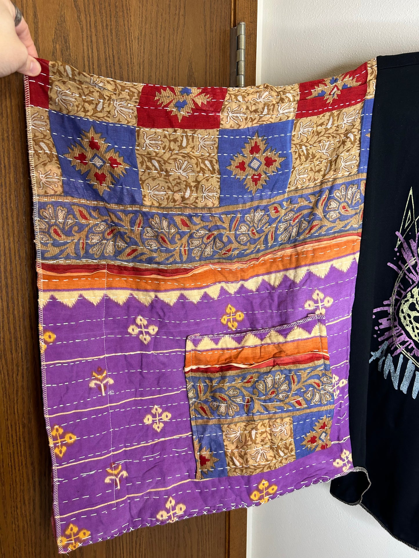 Def Leppard upcycled kantha poncho