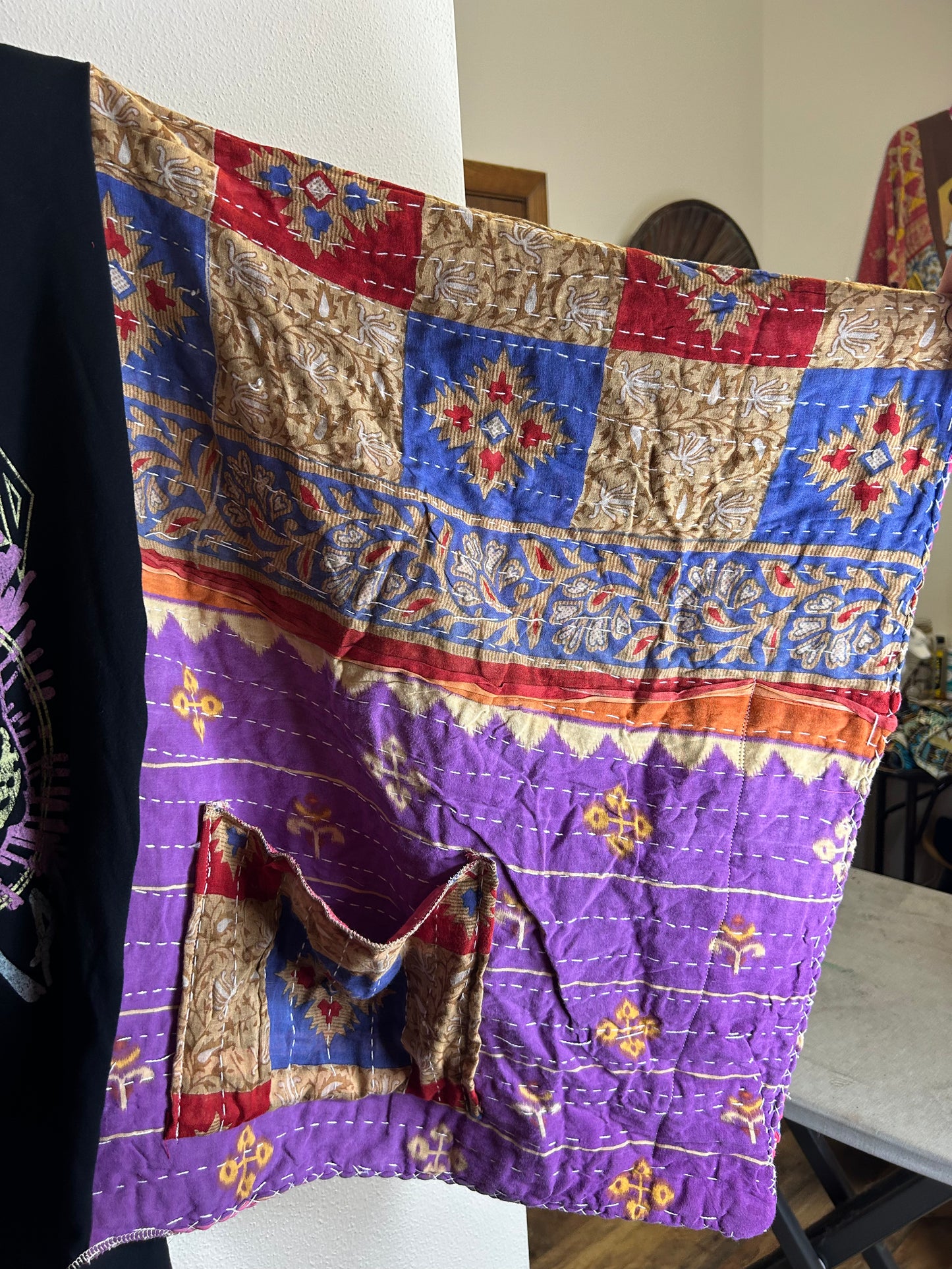 Def Leppard upcycled kantha poncho