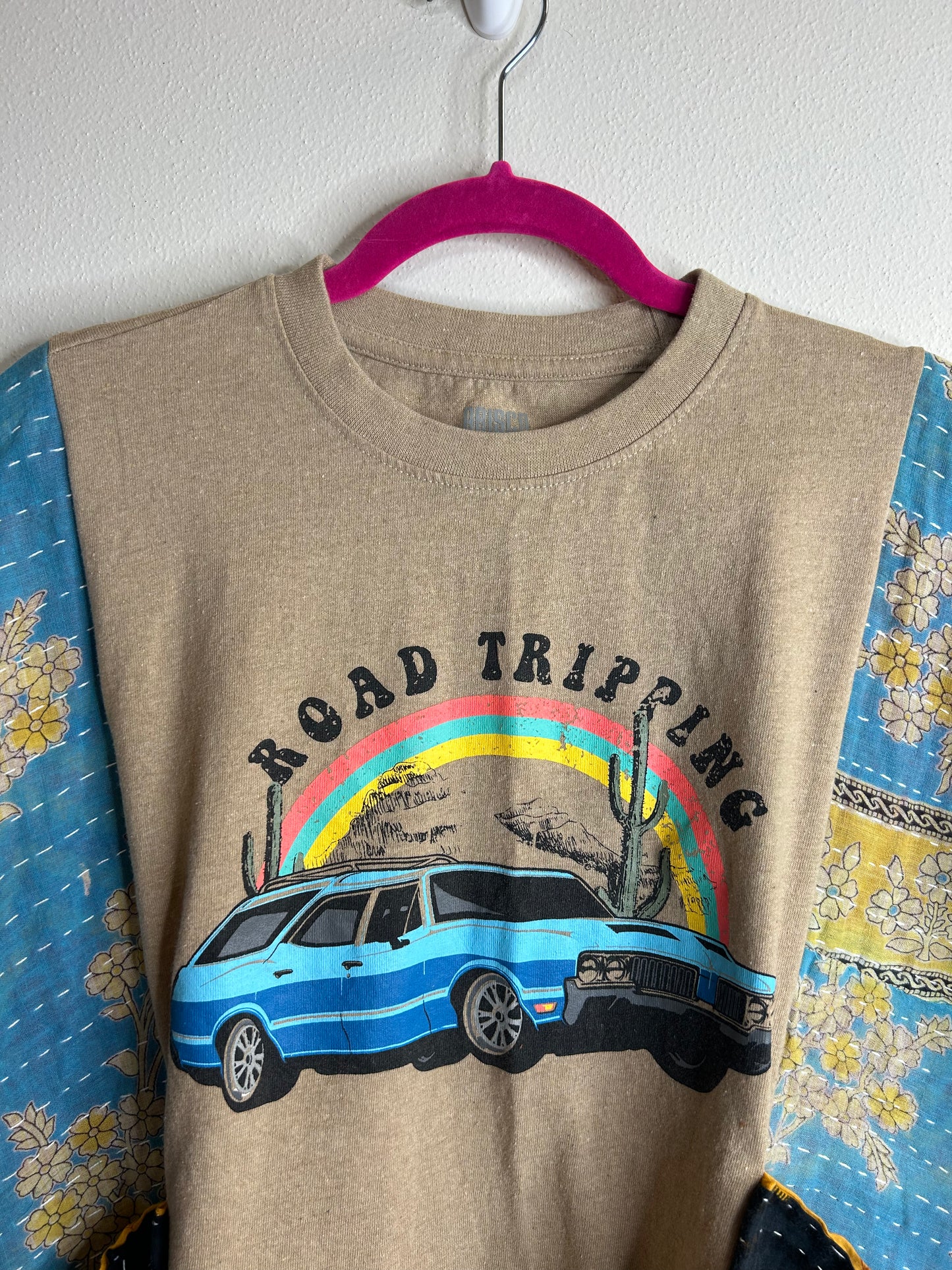 Road Tripping upcycled kantha top, one size