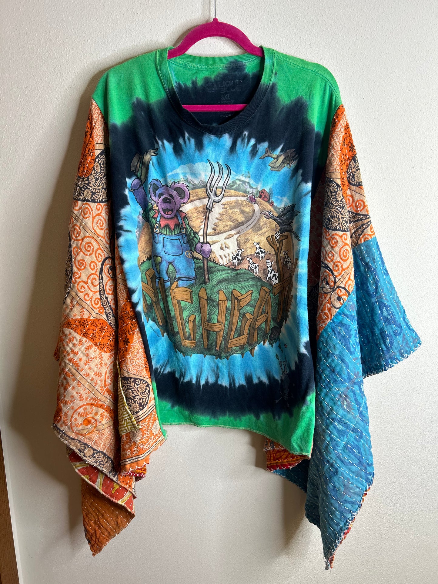 Grateful Dead Highgate upcycled kantha poncho