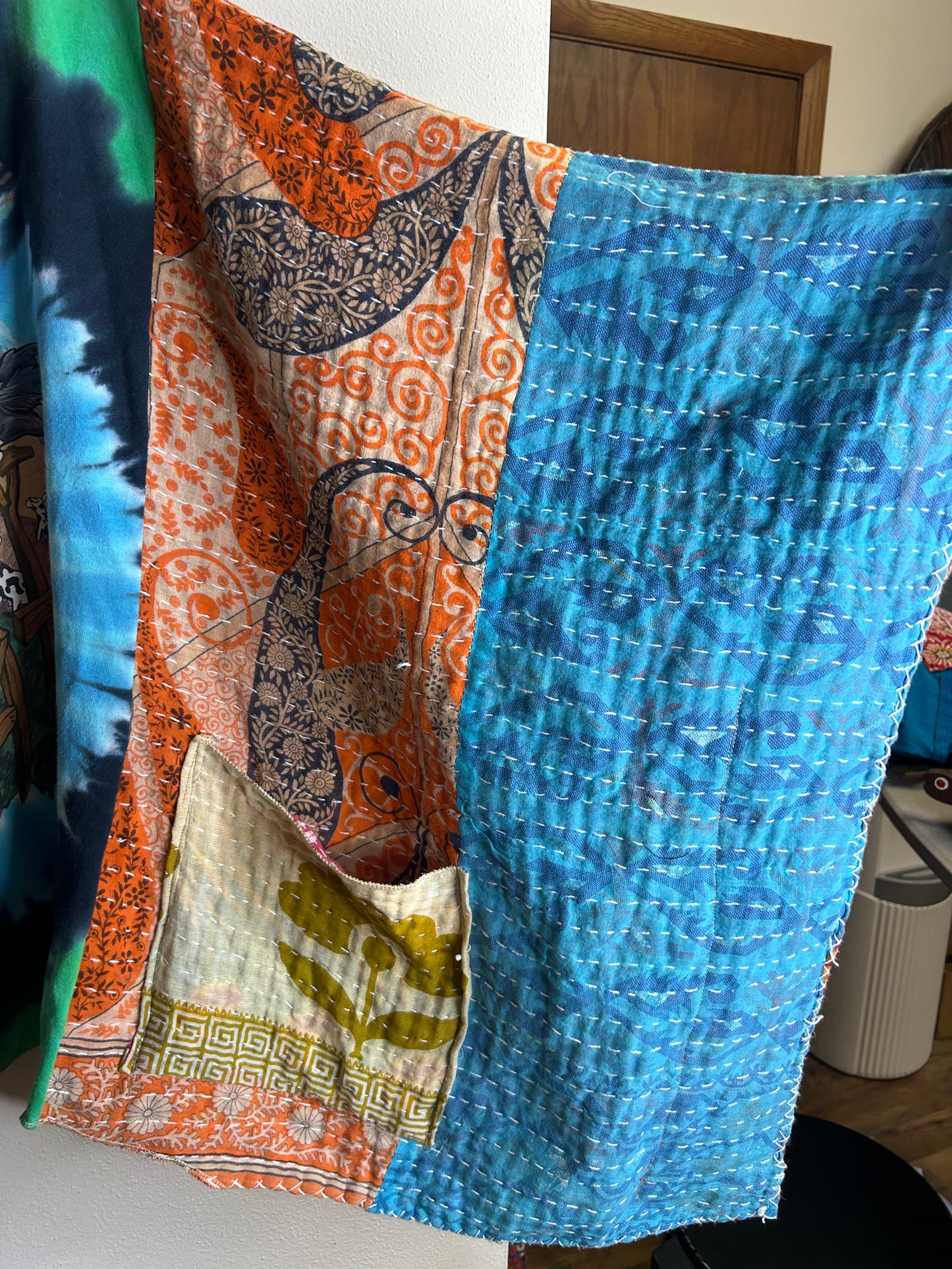 Grateful Dead Highgate upcycled kantha poncho