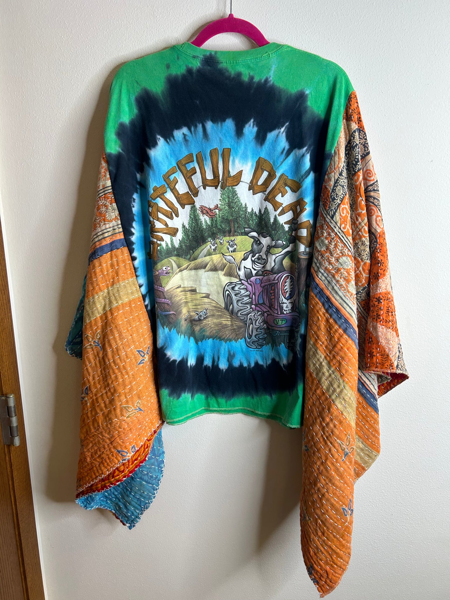 Grateful Dead Highgate upcycled kantha poncho
