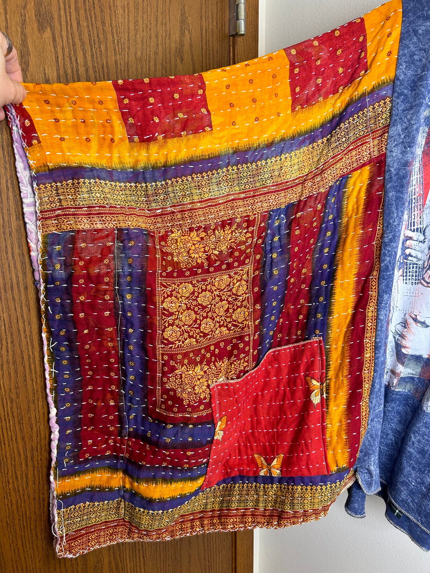 Jimi Hendrix upcycled kantha poncho