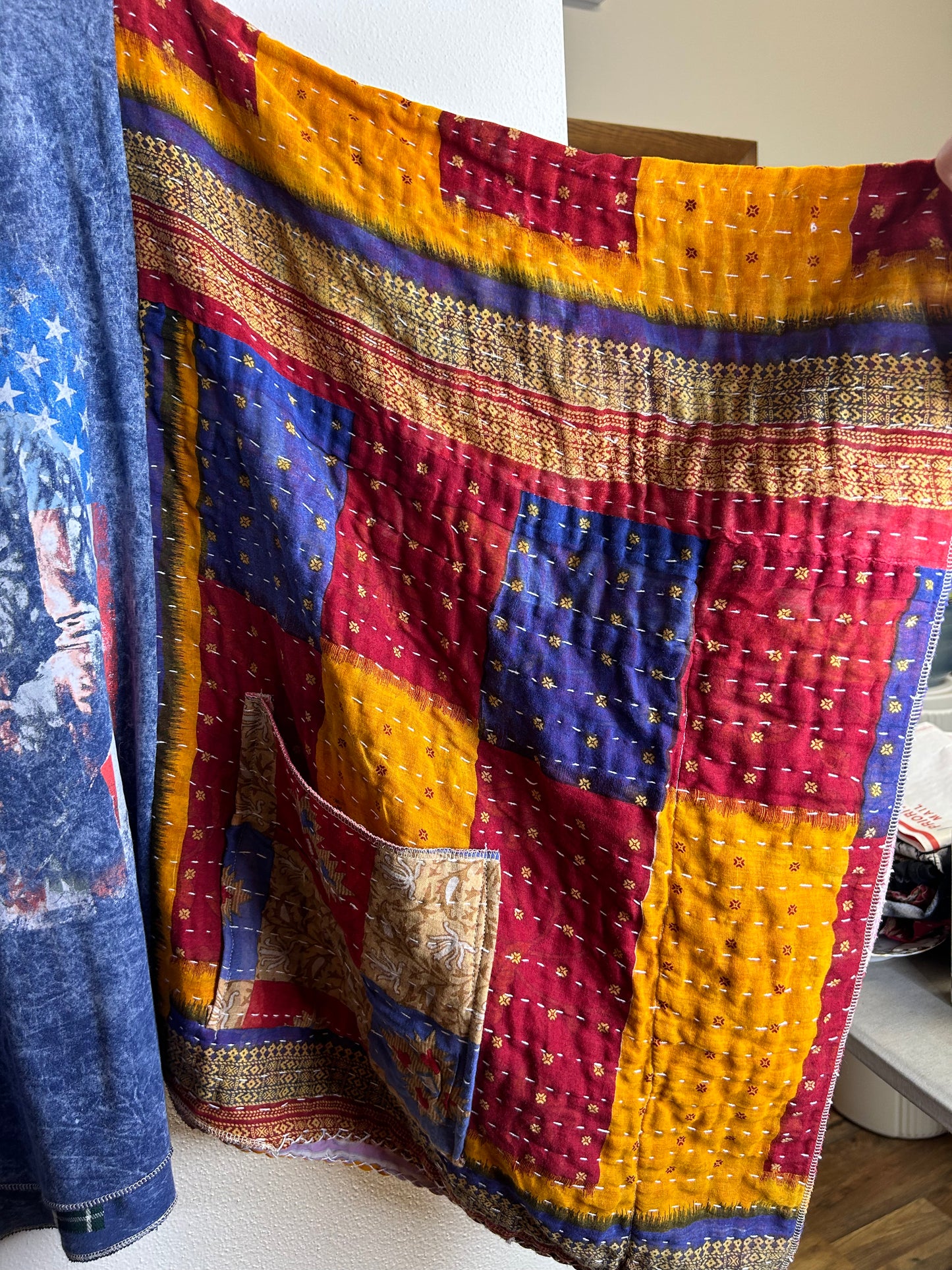 Jimi Hendrix upcycled kantha poncho