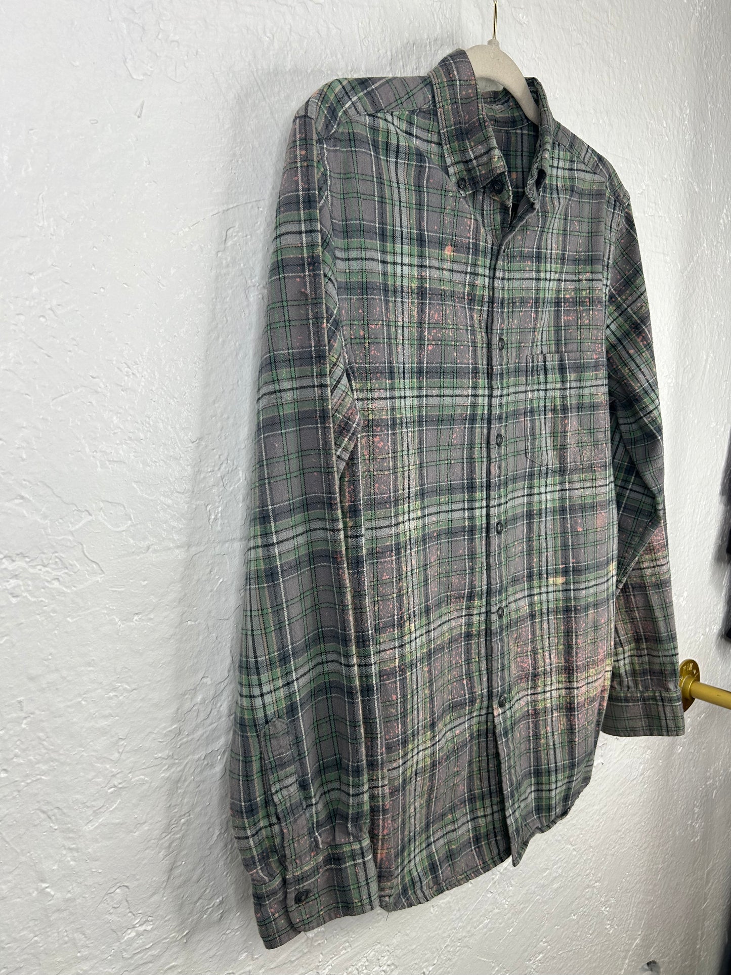 St Patricks Day Wisconsin upcycled flannel shirt unisex size S