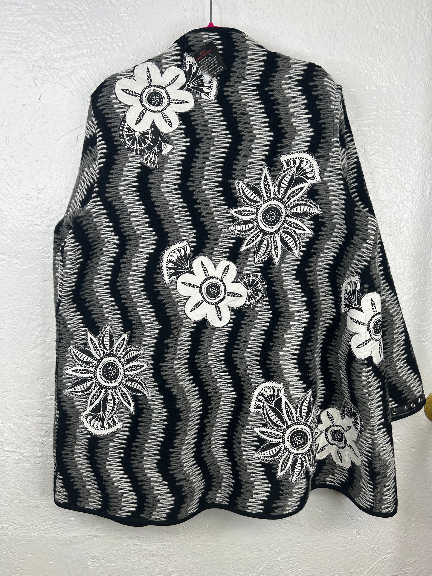 Flower Jacket black white womens size XL