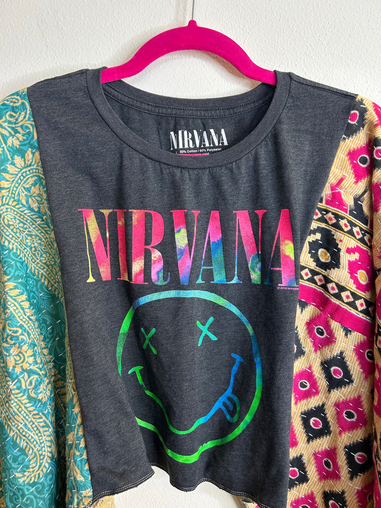 Nirvana upcycled cropped kantha poncho top