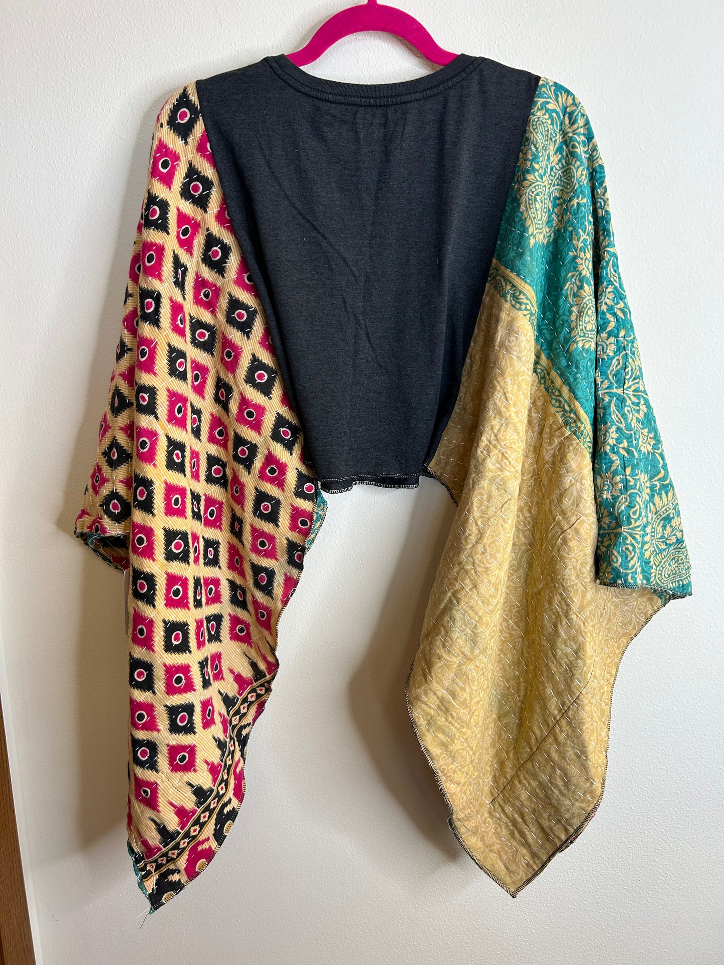 Nirvana upcycled cropped kantha poncho top