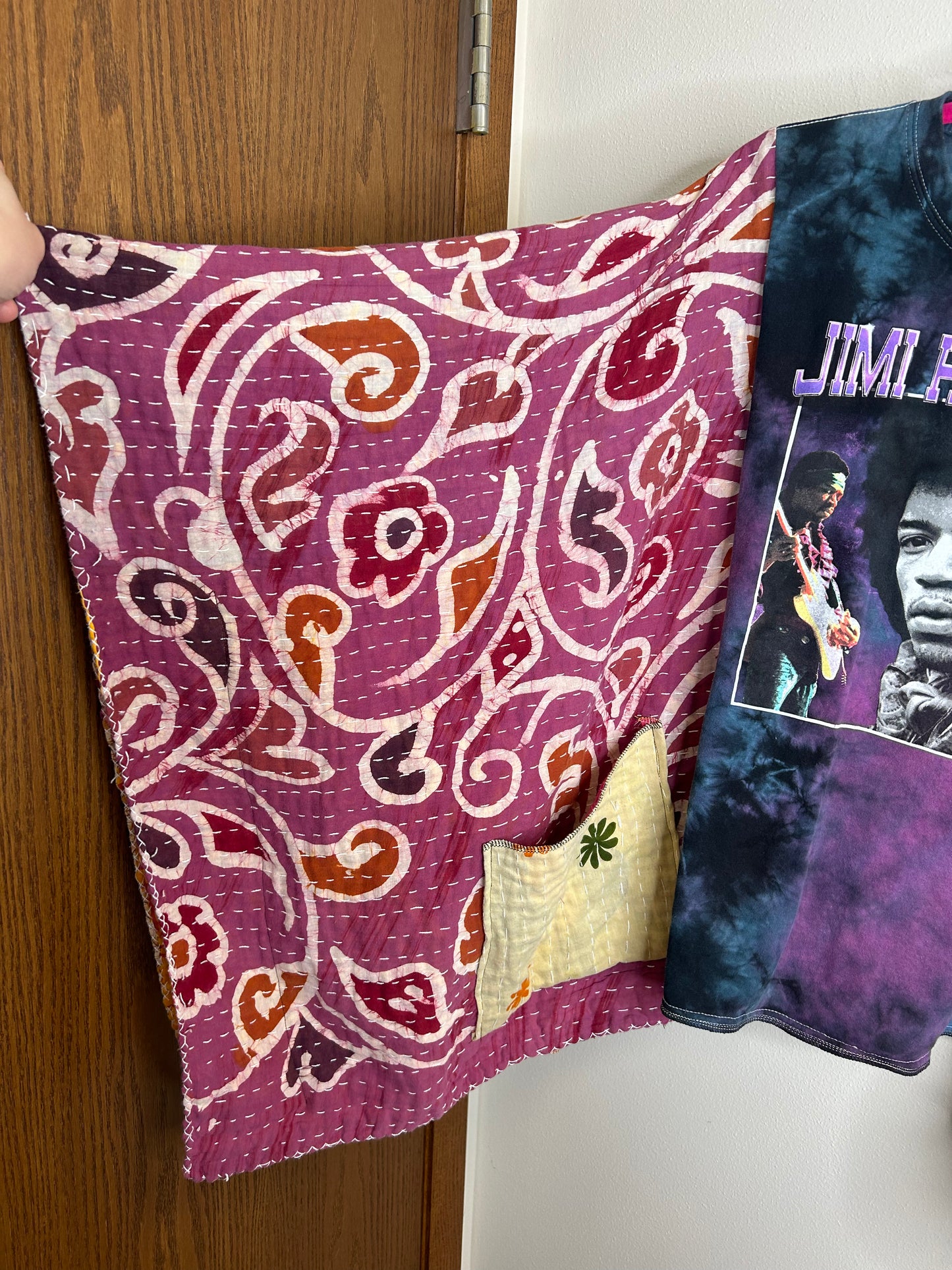 Jimi Hendrix upcycled kantha poncho
