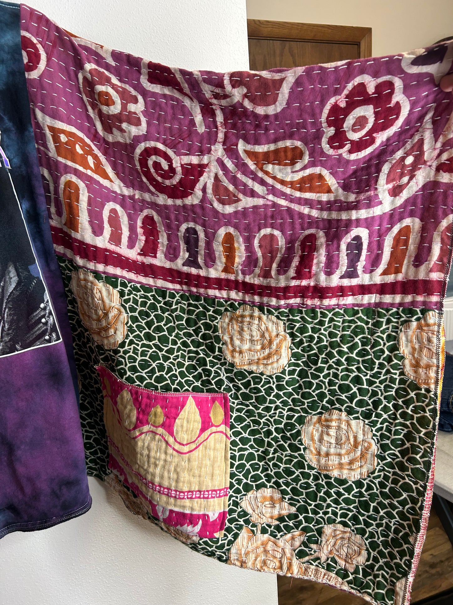 Jimi Hendrix upcycled kantha poncho