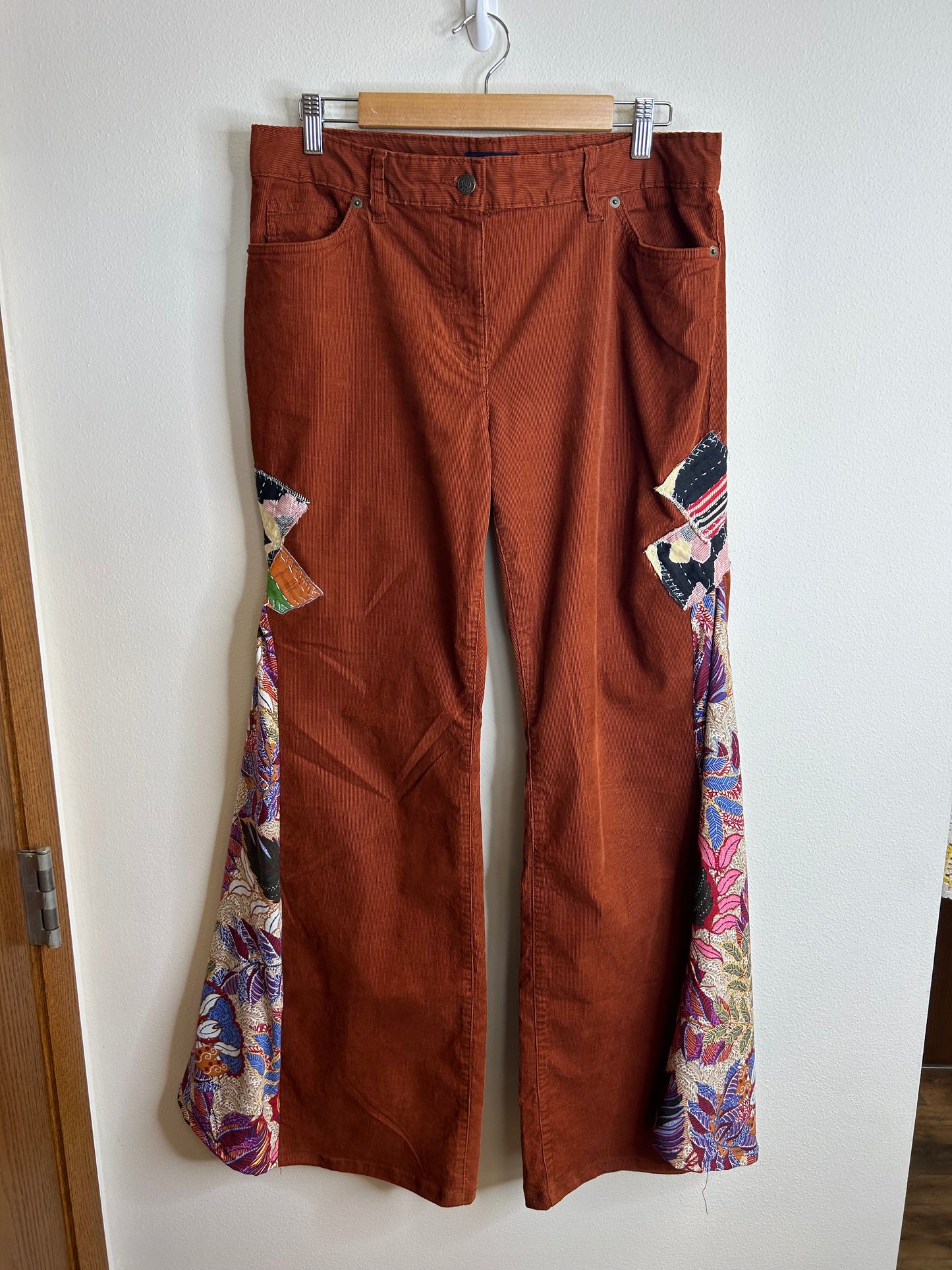 Upcycled corduroy flare pants women’s size 12