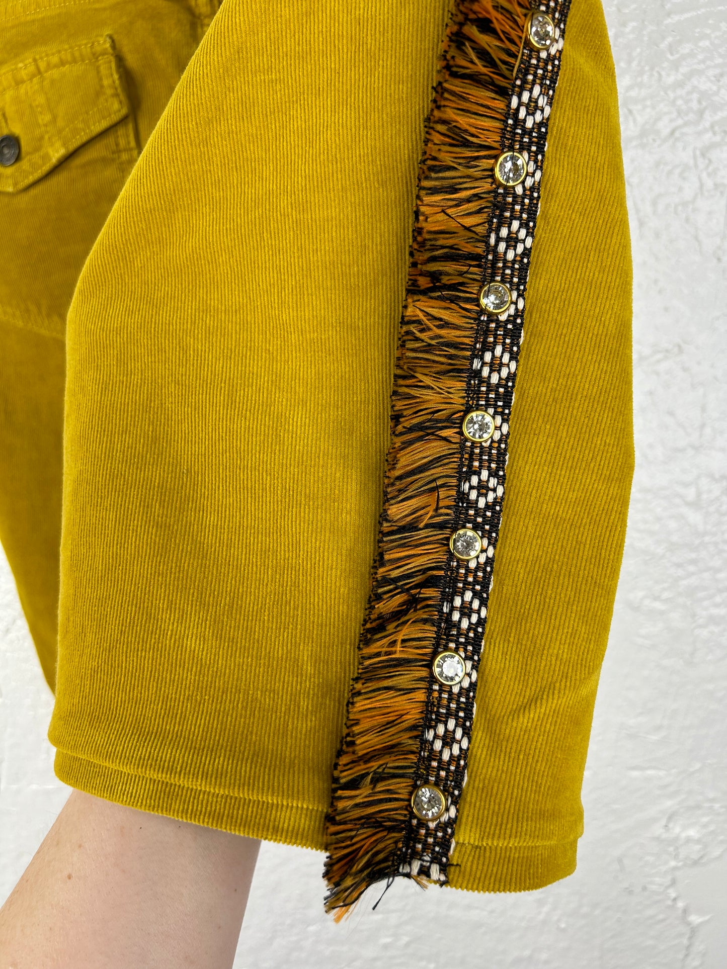 Corduroy fringe upcycled shorts women’s size 8