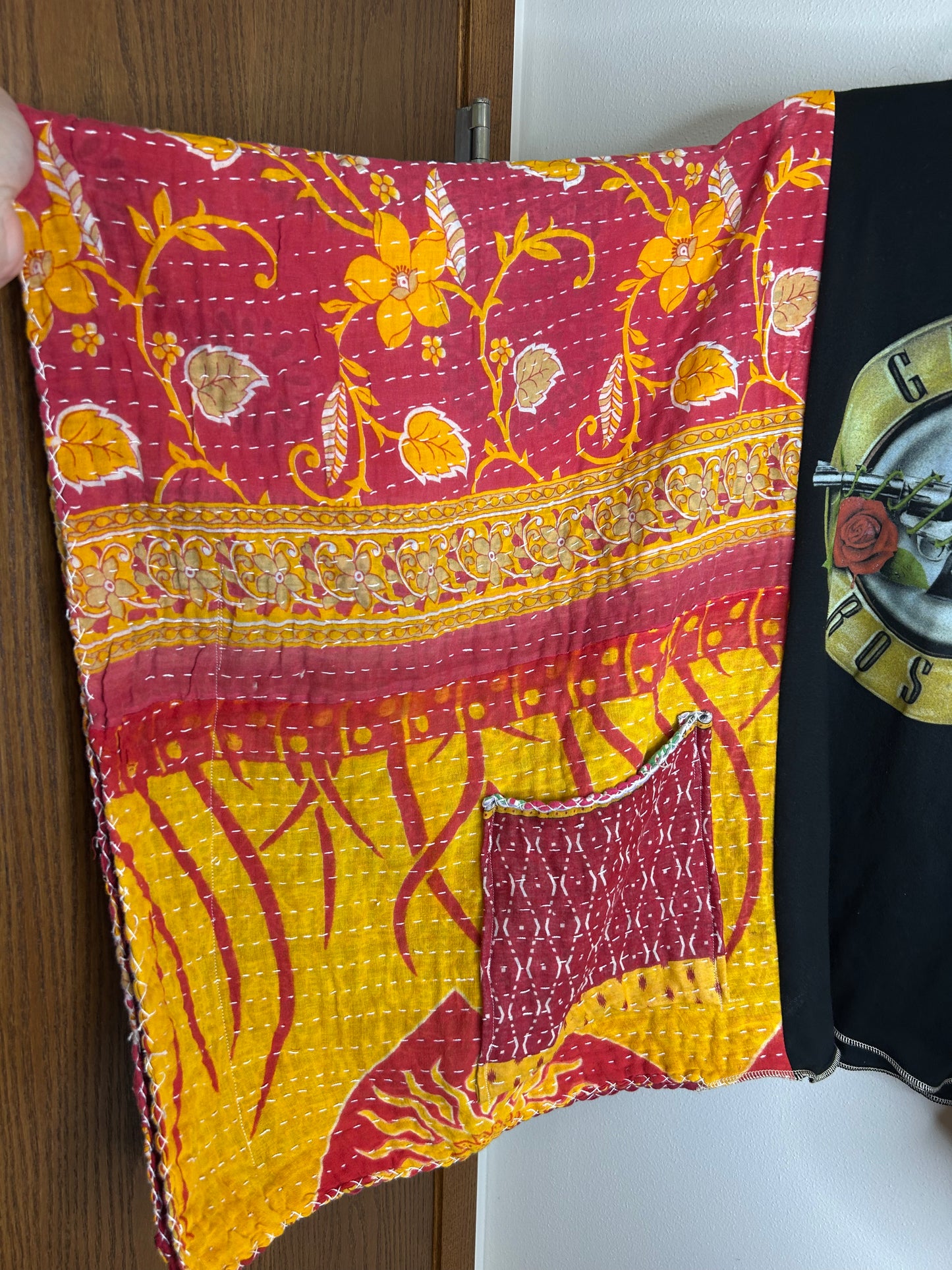Guns N Roses upcycled kantha poncho