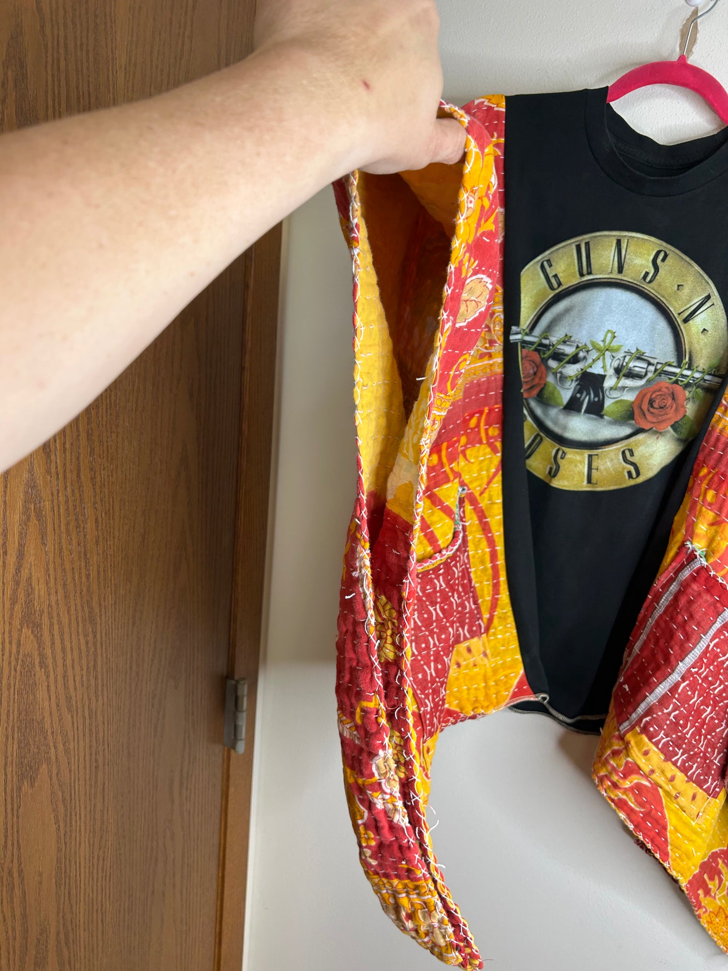 Guns N Roses upcycled kantha poncho