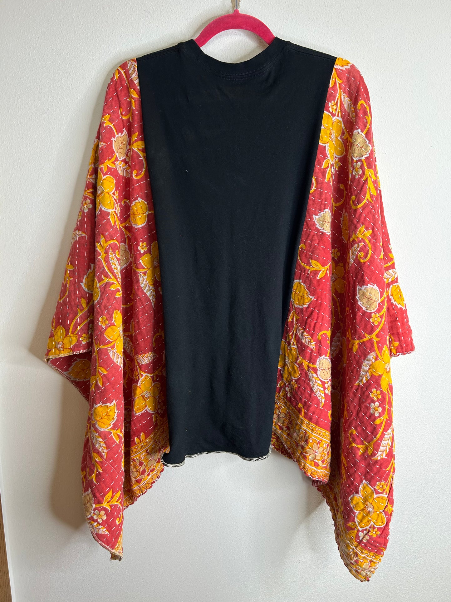 Guns N Roses upcycled kantha poncho