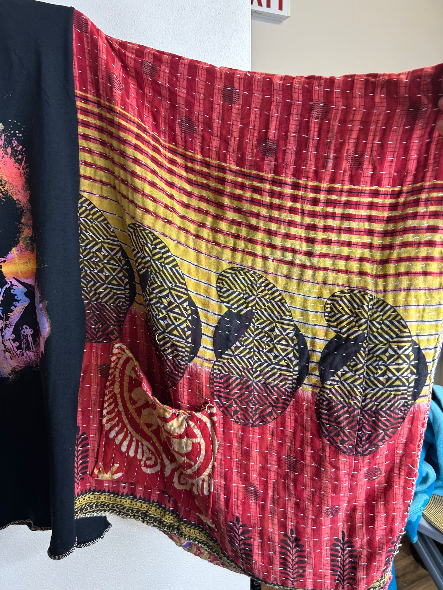 Jimi Hendrix upcycled kantha poncho