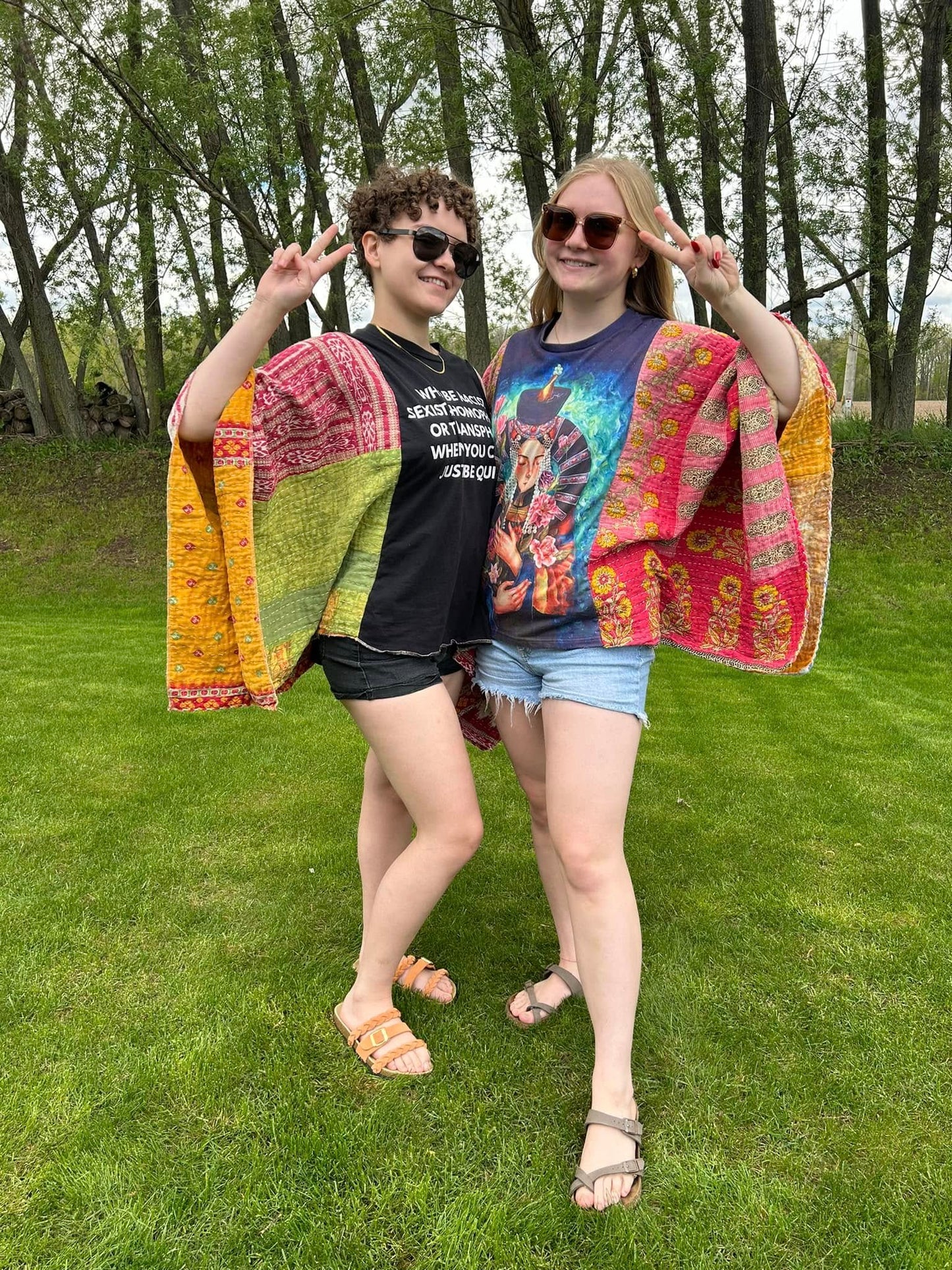 Rick and Morty upcycled kantha poncho unisex