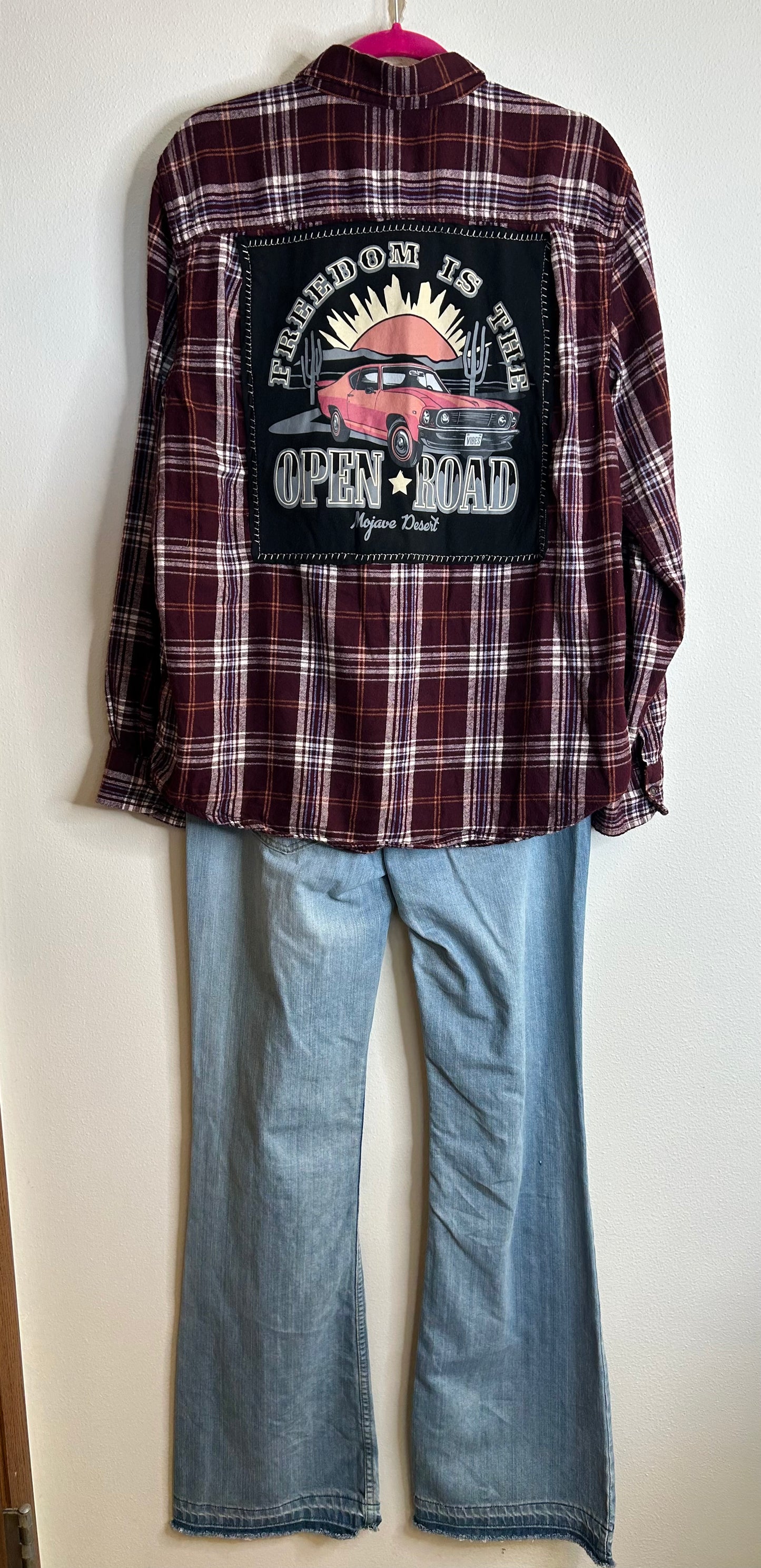 Open Road upcycled flannel shirt unisex size L