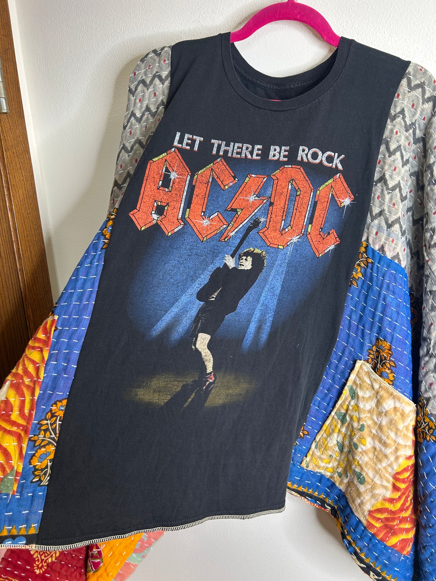 AC/DC upcycled kantha poncho