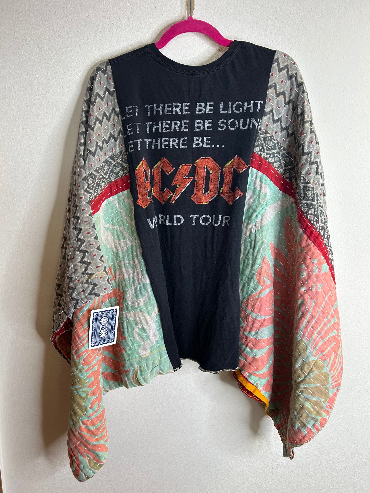 AC/DC upcycled kantha poncho
