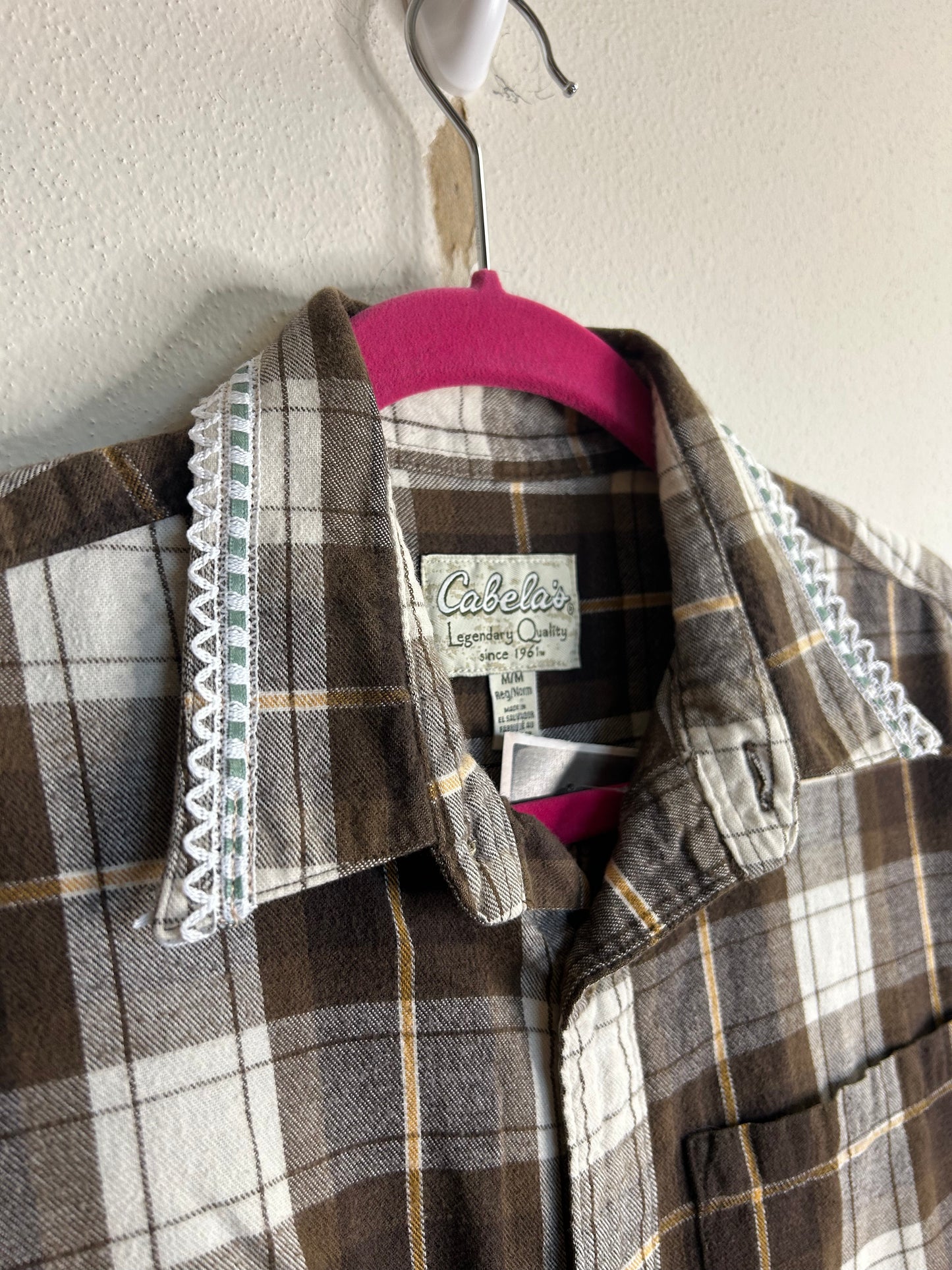 Cowgirl brown upcycled western flannel shirt unisex size M