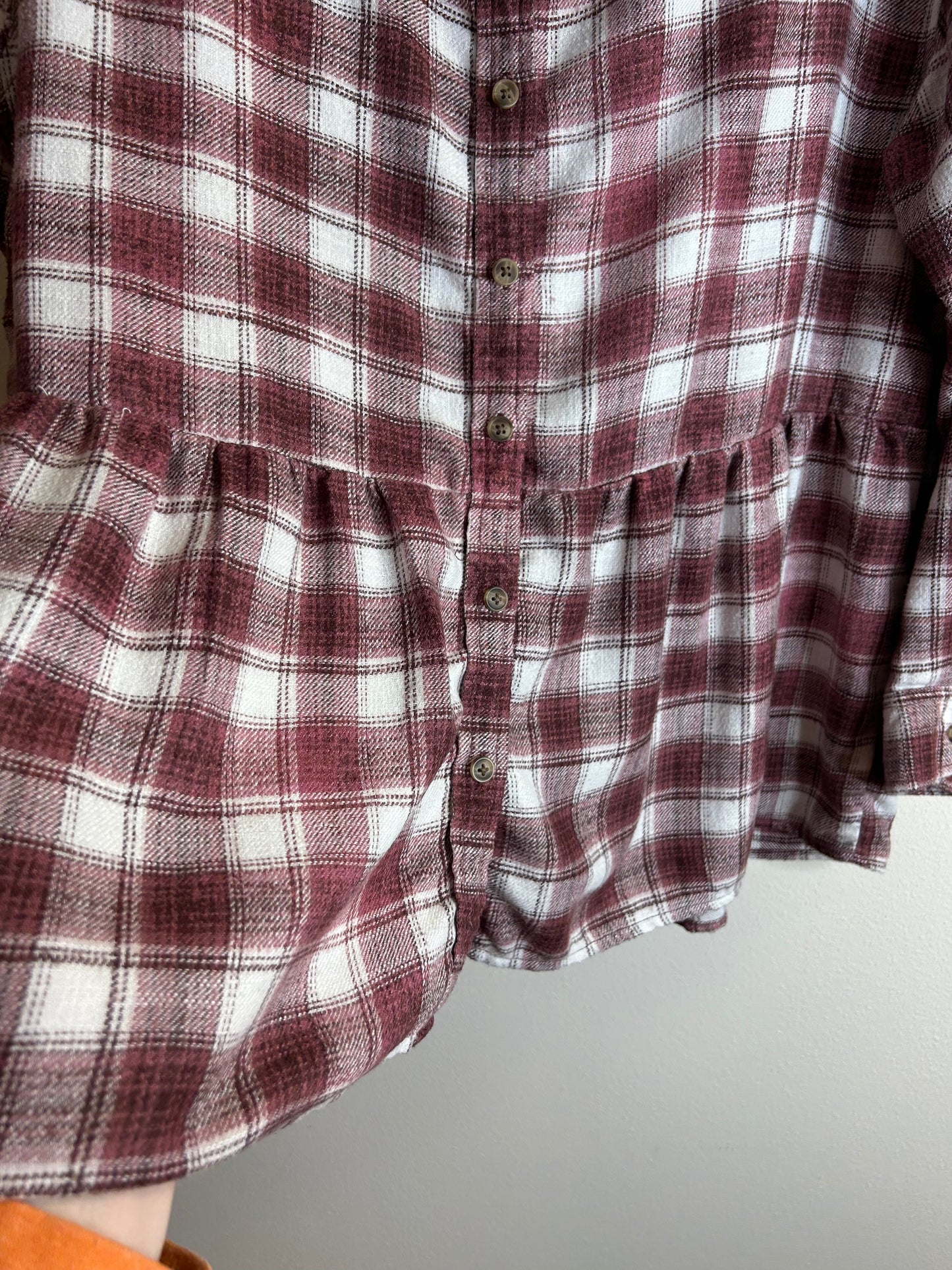 Peace Sign upcycled flannel shirt womens size S
