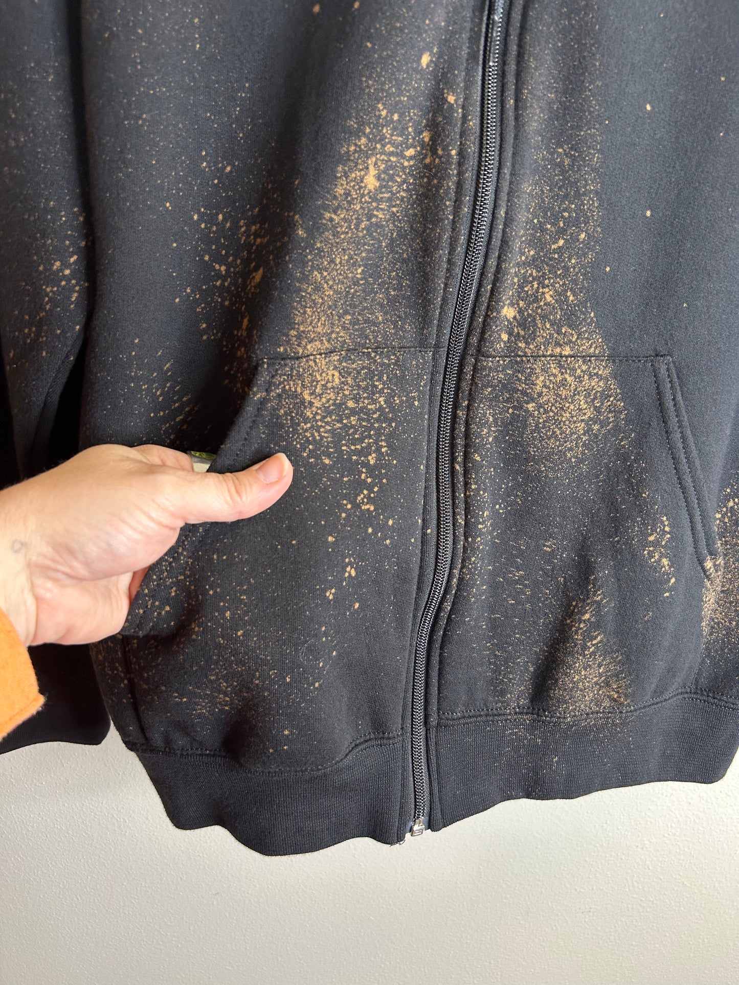 The Kiss upcycled black hoodie unisex size L