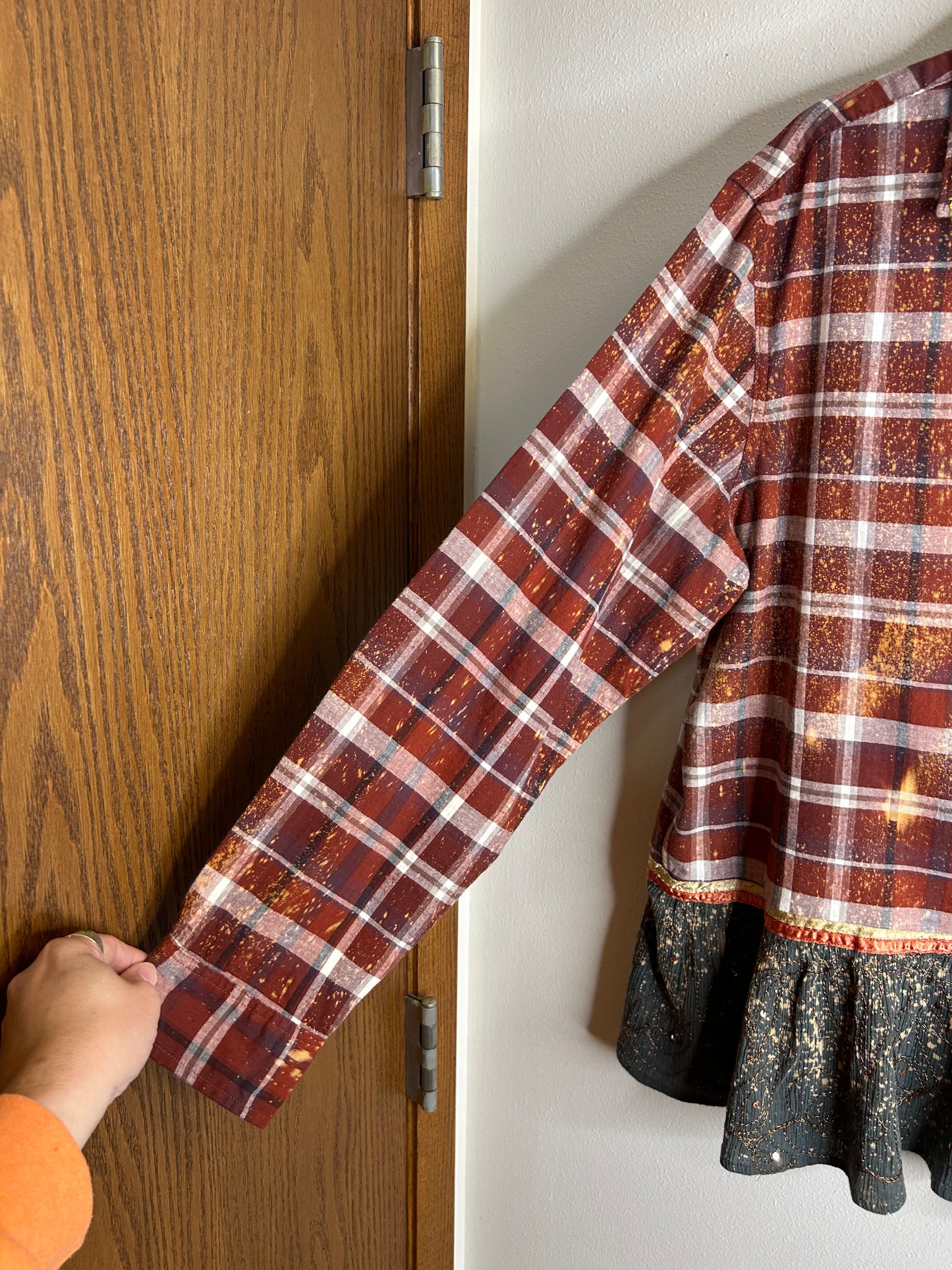 Pumpkins upcycled flannel shirt unisex size XL