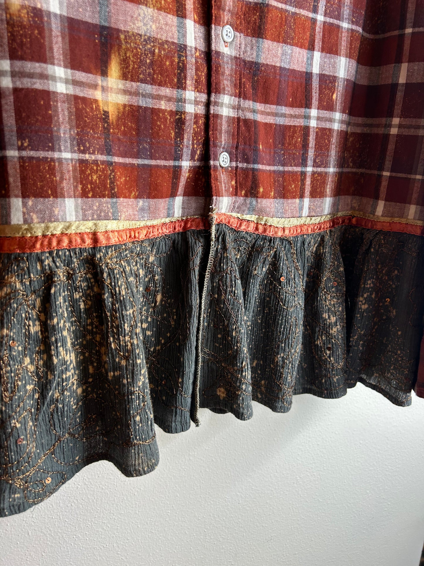 Pumpkins upcycled flannel shirt unisex size XL