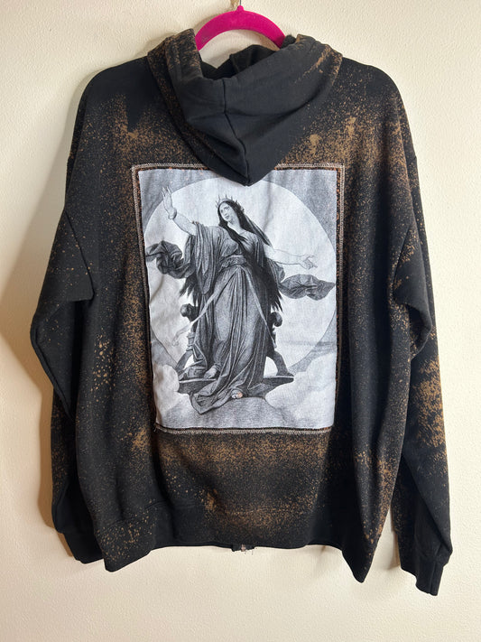 Queen of the Night upcycled hoodie size L