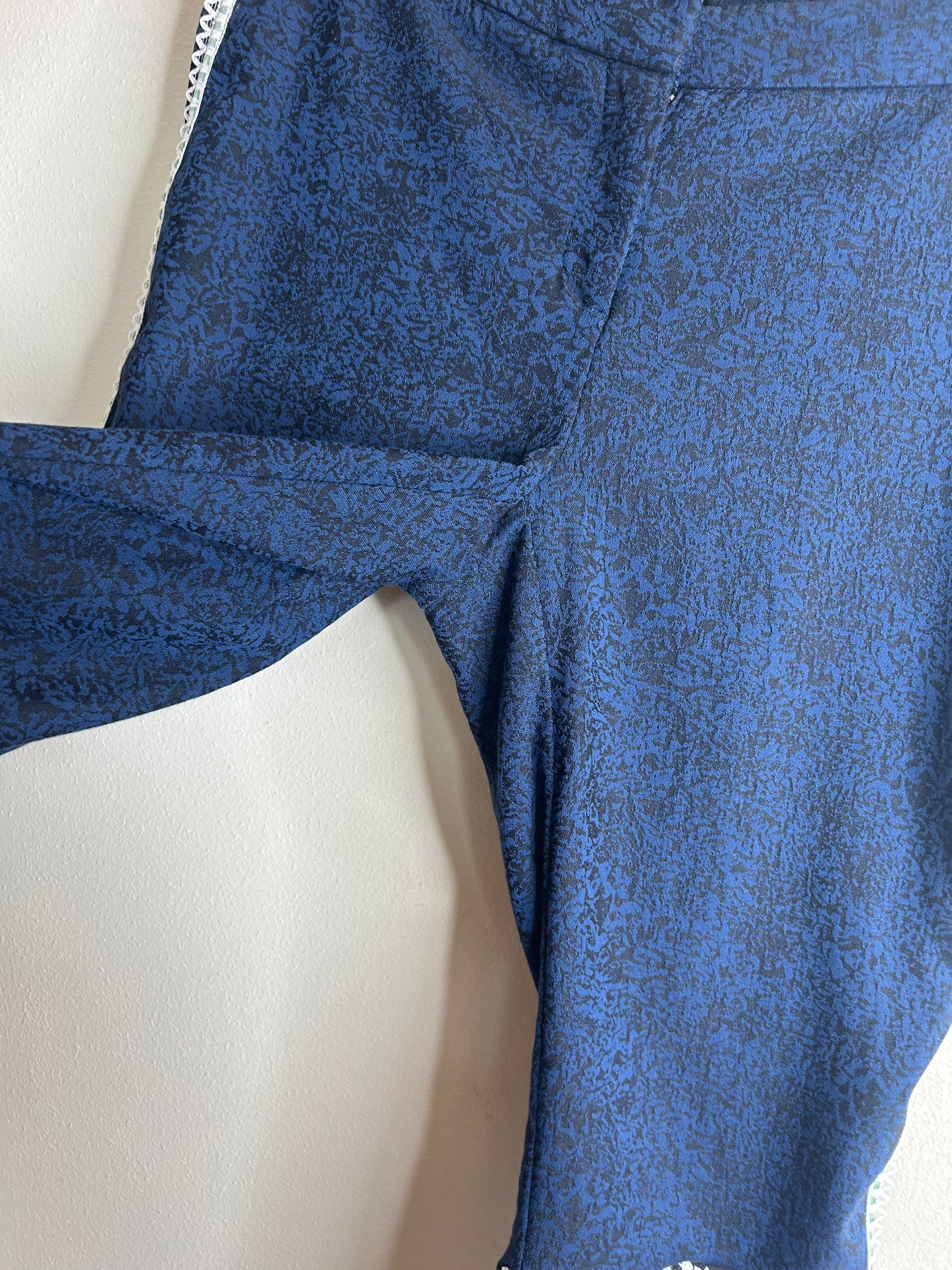Blue upcycled floral flare pants size 8
