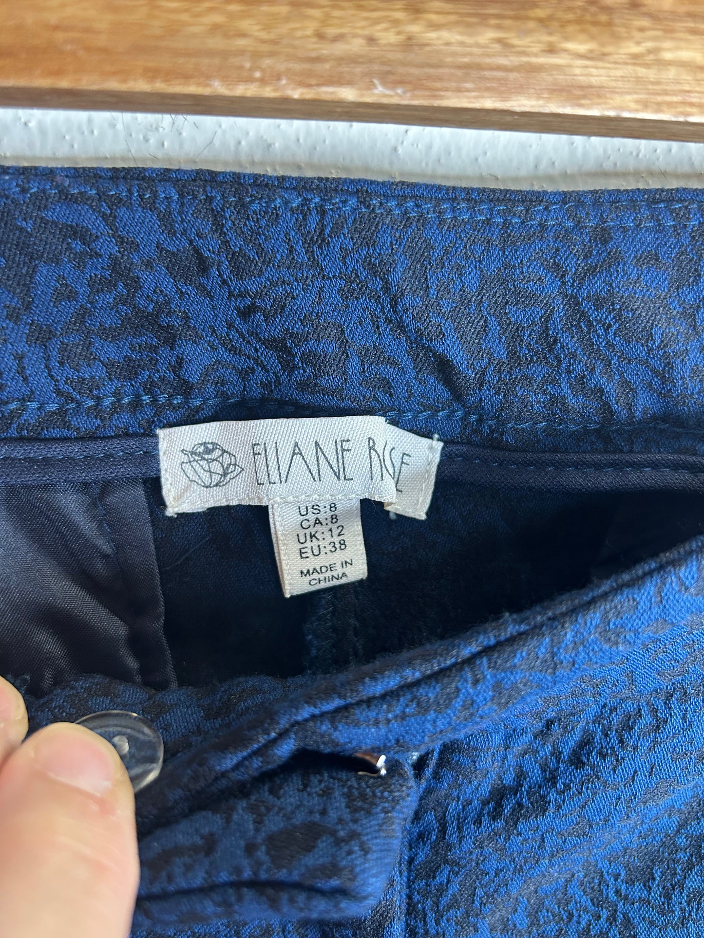 Blue upcycled floral flare pants size 8