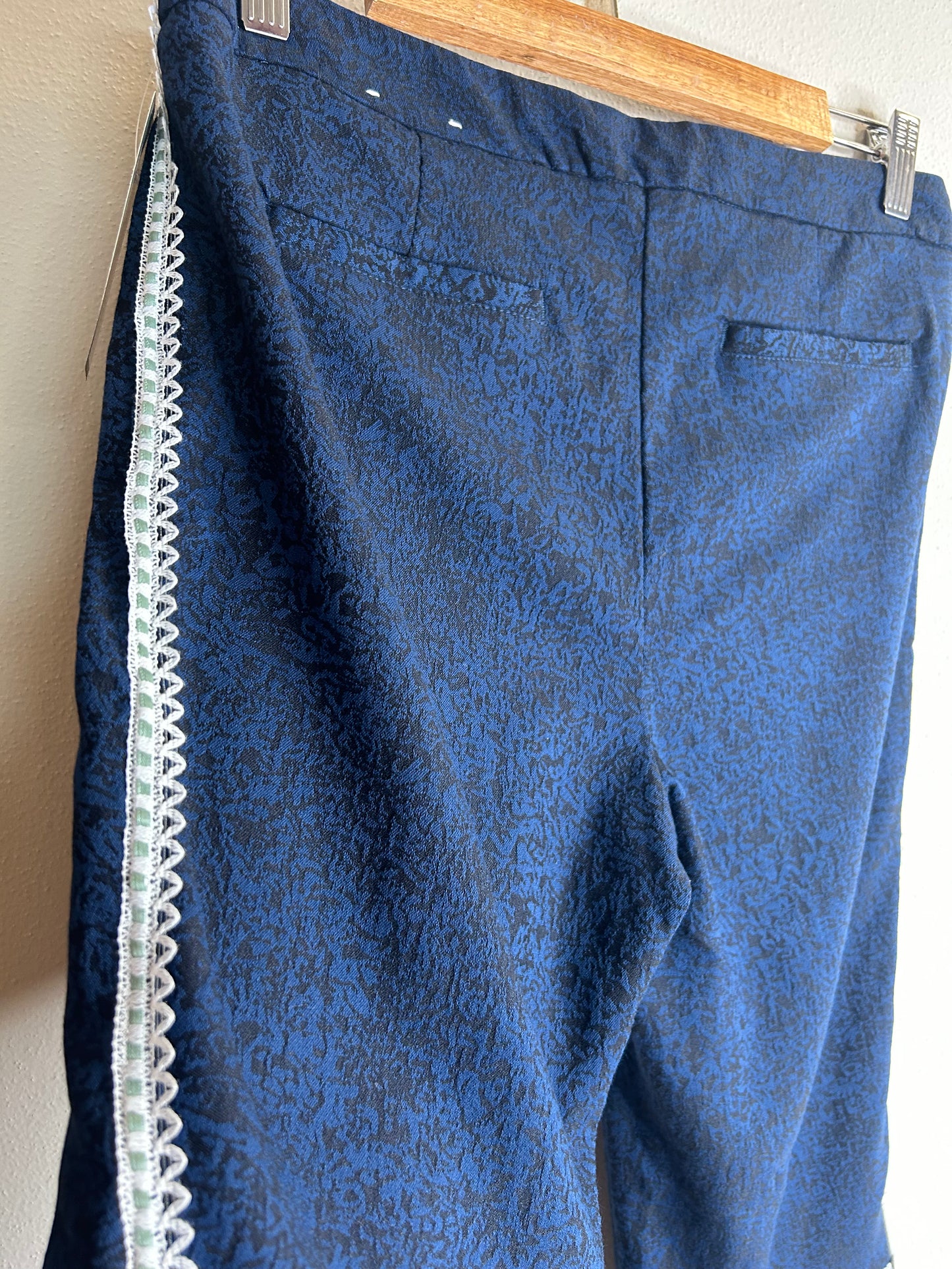 Blue upcycled floral flare pants size 8