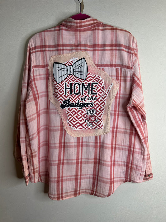 Wisconsin Badgers upcycled flannel shirt womens XL