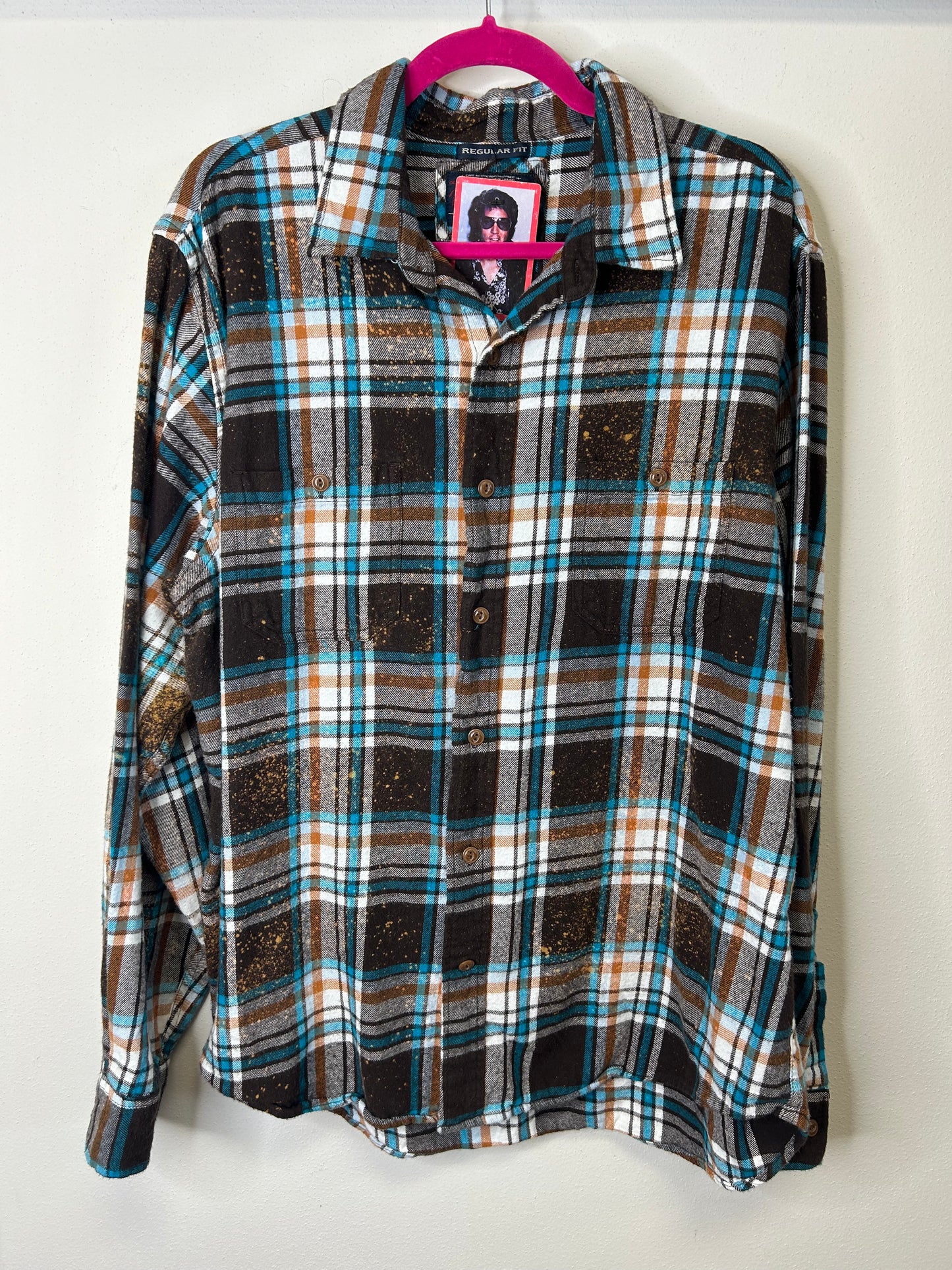 Bob Ross upcycled flannel shirt unisex XL