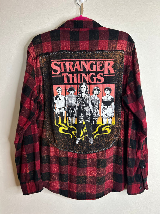 Horror tv series upcycled flannel shirt M